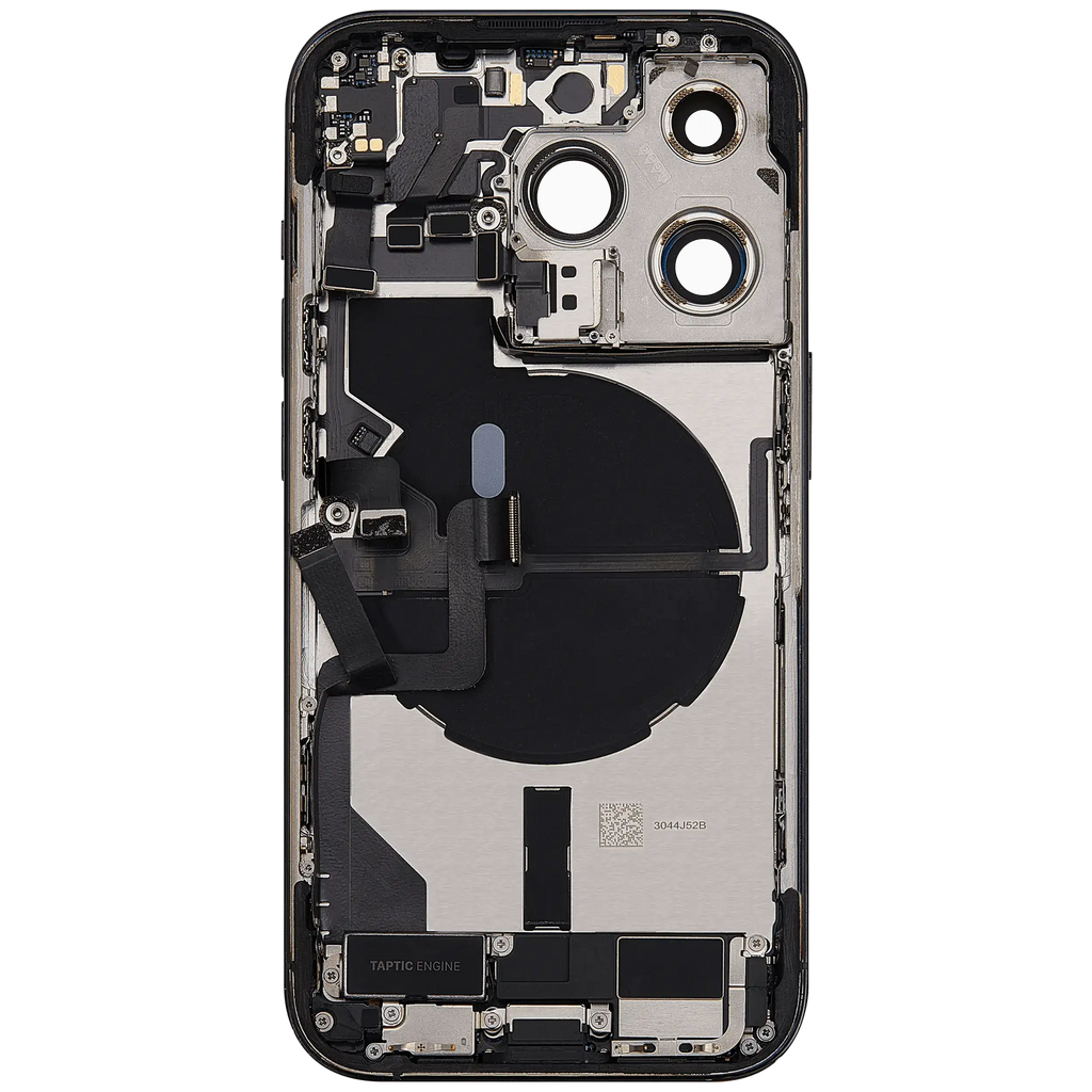 Backcover/Rahmen mit Ladebuchse Flex & Small Parts für iPhone 14 Pro (US-Version) (gebrauchter OEM-Ausbau, Qualität A) (Space Schwarz)