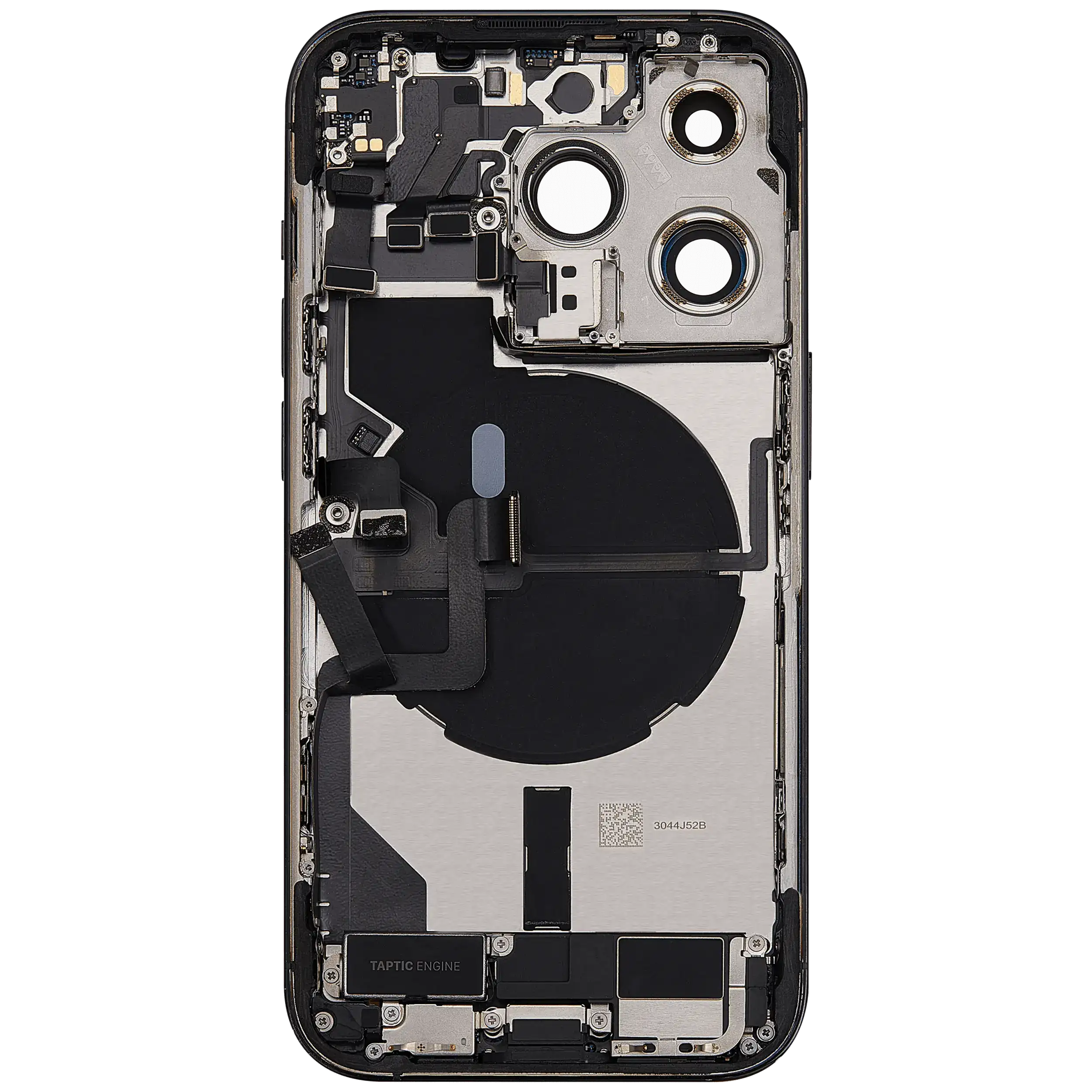 Backcover/Rahmen mit Ladebuchse Flex & Small Parts für iPhone 14 Pro (US-Version) (gebrauchter OEM-Ausbau, Qualität A) (Space Schwarz)