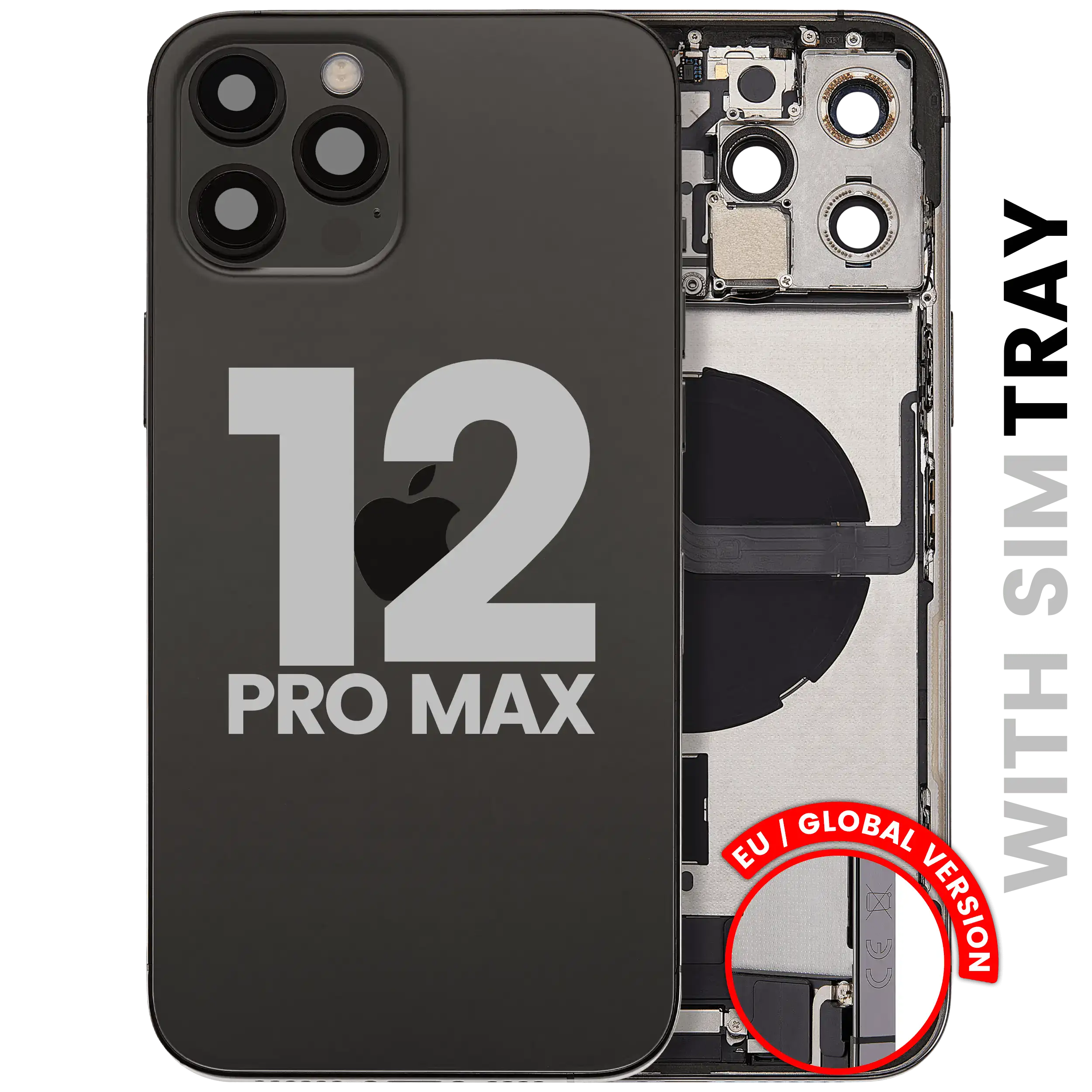 Backcover/Rahmen mit Ladebuchse für iPhone 12 Pro Max OEM Pull A Graphit