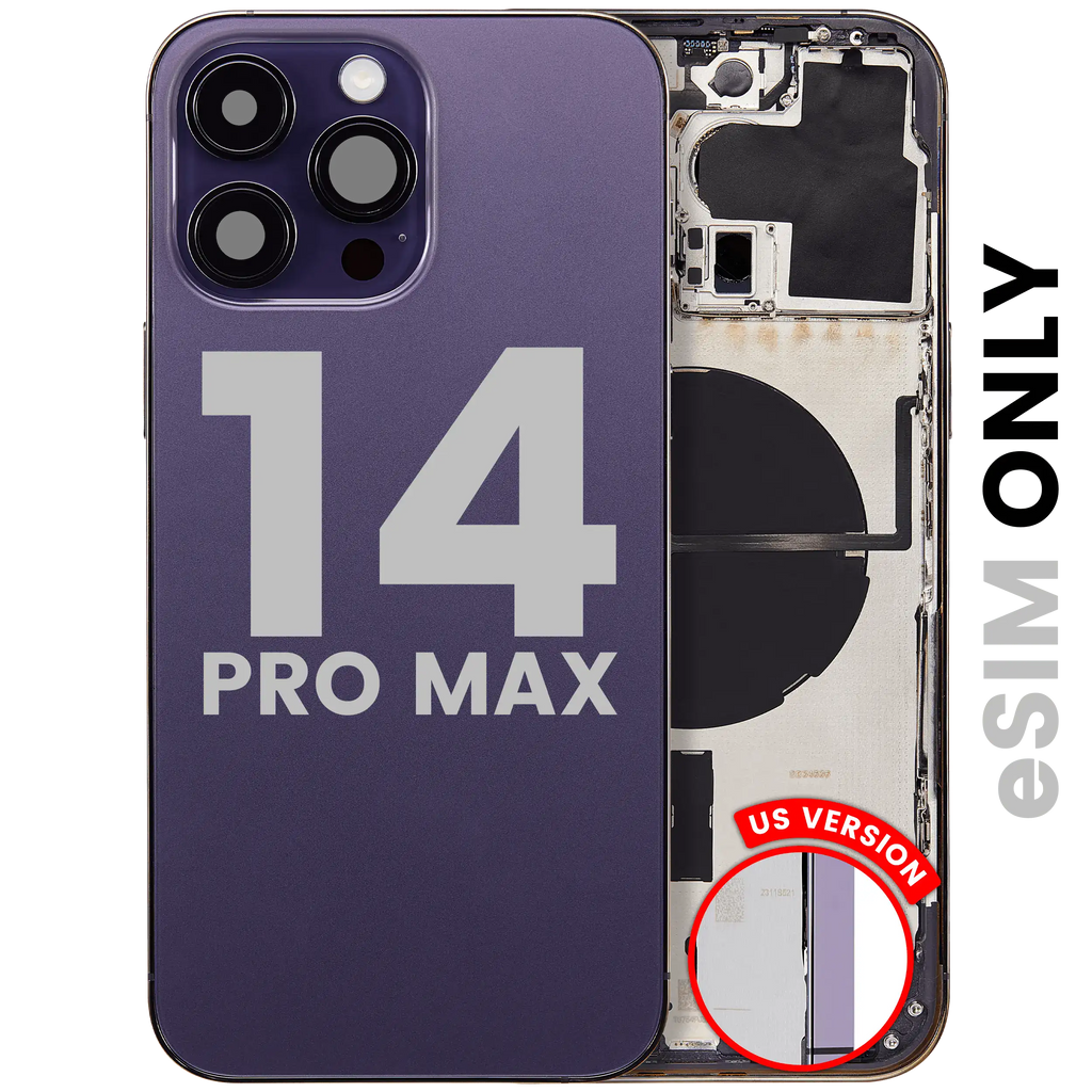 Backcover/Rahmen mit Small Parts für iPhone 14 Pro Max (US-Version) (gebrauchter OEM-Ausbau, Qualität A) (Deep Purple)
