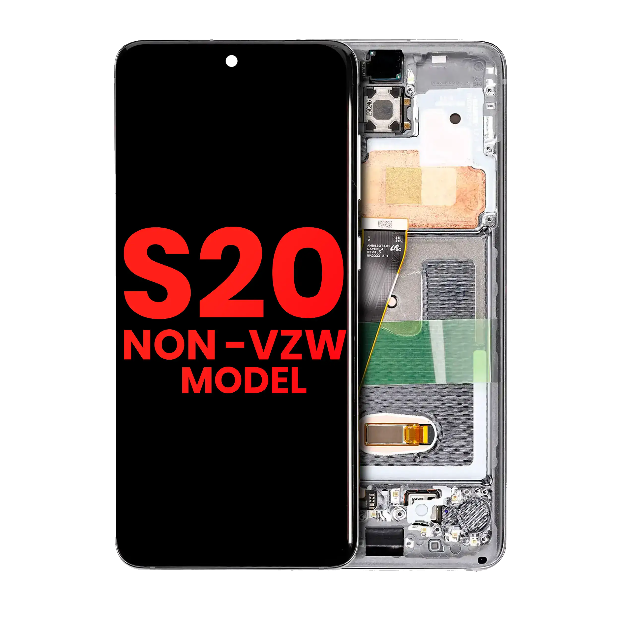 OLED Display with Frame for Samsung Galaxy S20 5G (Non-Verizon 5G UW Frame) (Aftermarket Plus) (Cloud White)