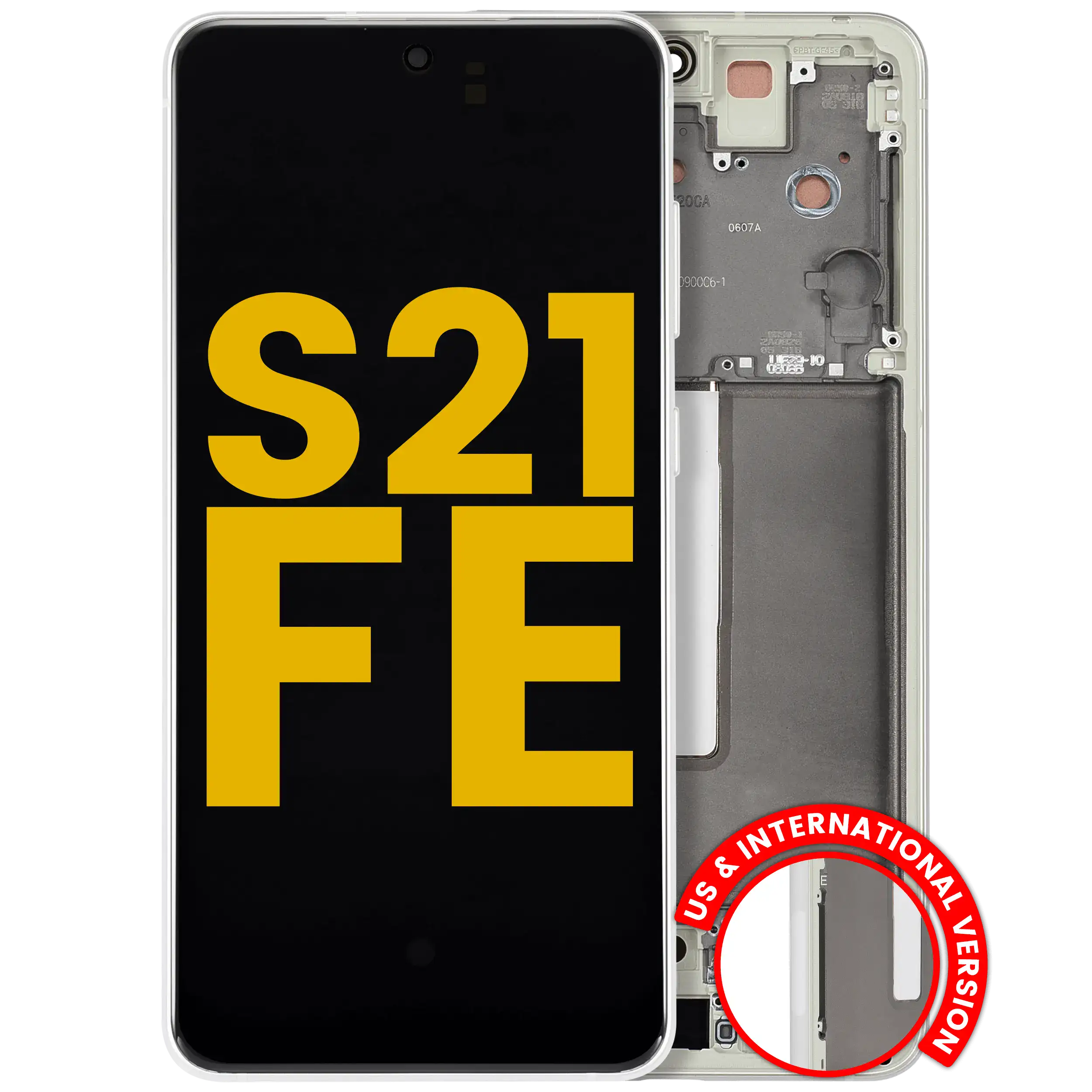 OLED-Display mit Rahmen für Samsung Galaxy S21 FE Refurbished Olive