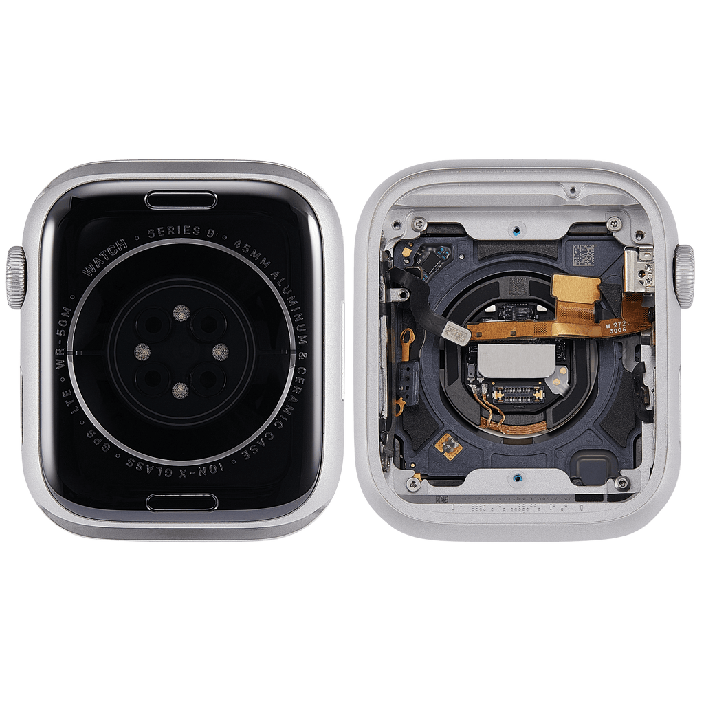 Backcover/Rahmen Compatible für Watch Series 9 (45MM) (gebrauchter OEM-Ausbau, Qualität A) (Cellular Version) (Aluminum / Silver)