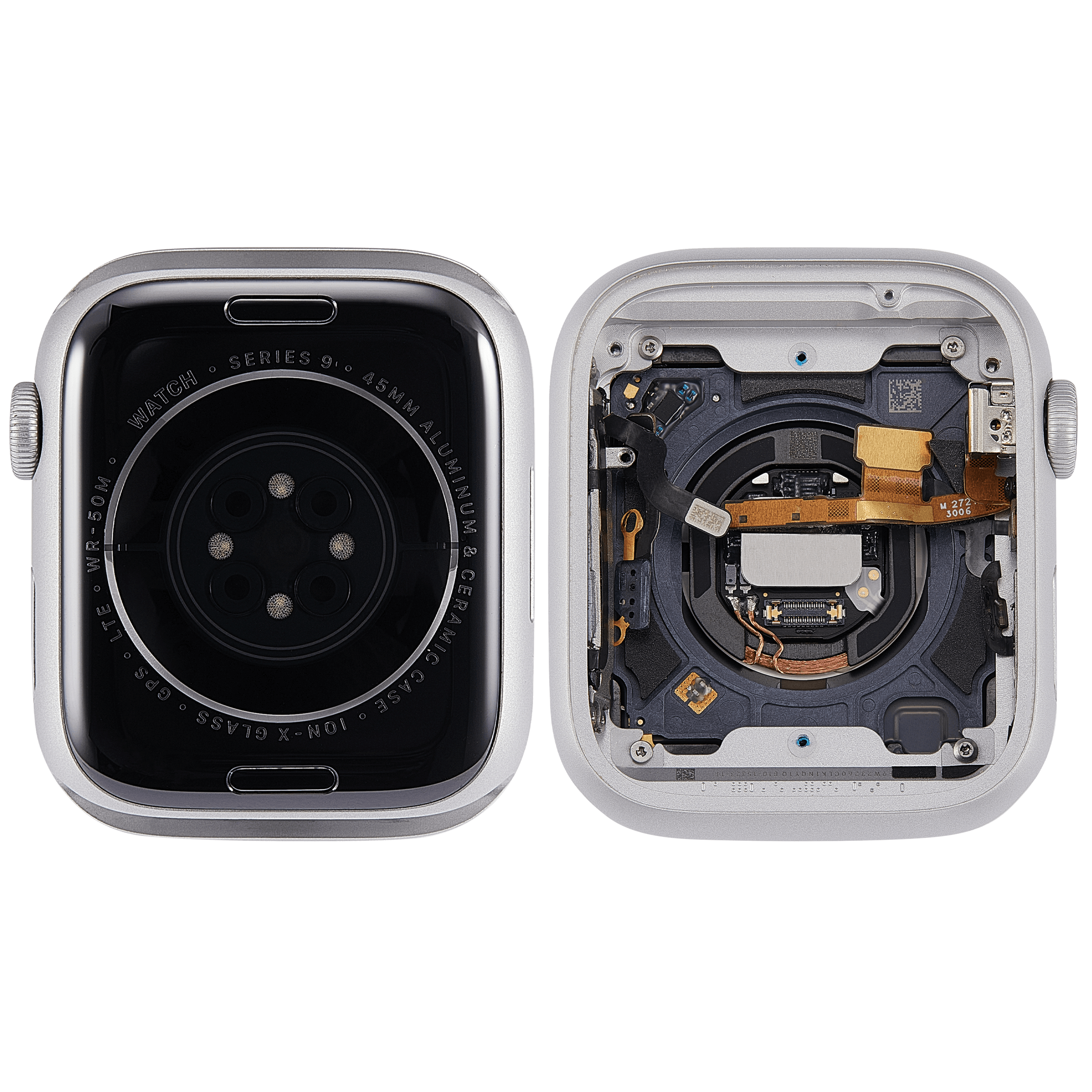 Backcover/Rahmen Compatible für Watch Series 9 (45MM) (gebrauchter OEM-Ausbau, Qualität A) (Cellular Version) (Aluminum / Silver)