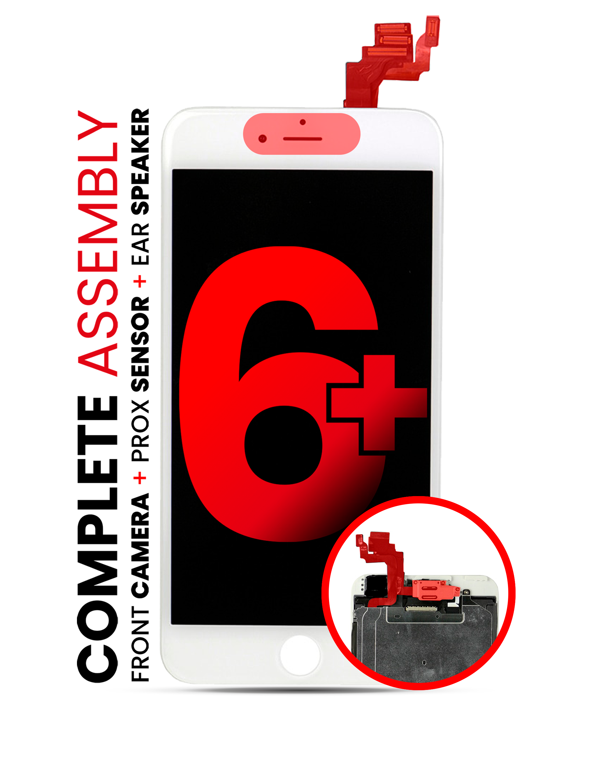 Complete LCD-Display für iPhone 6 Plus (mit Front Camera: Prox Sensor & Ear Speaker) (Aftermarket Pro: XO7) (Weiß)