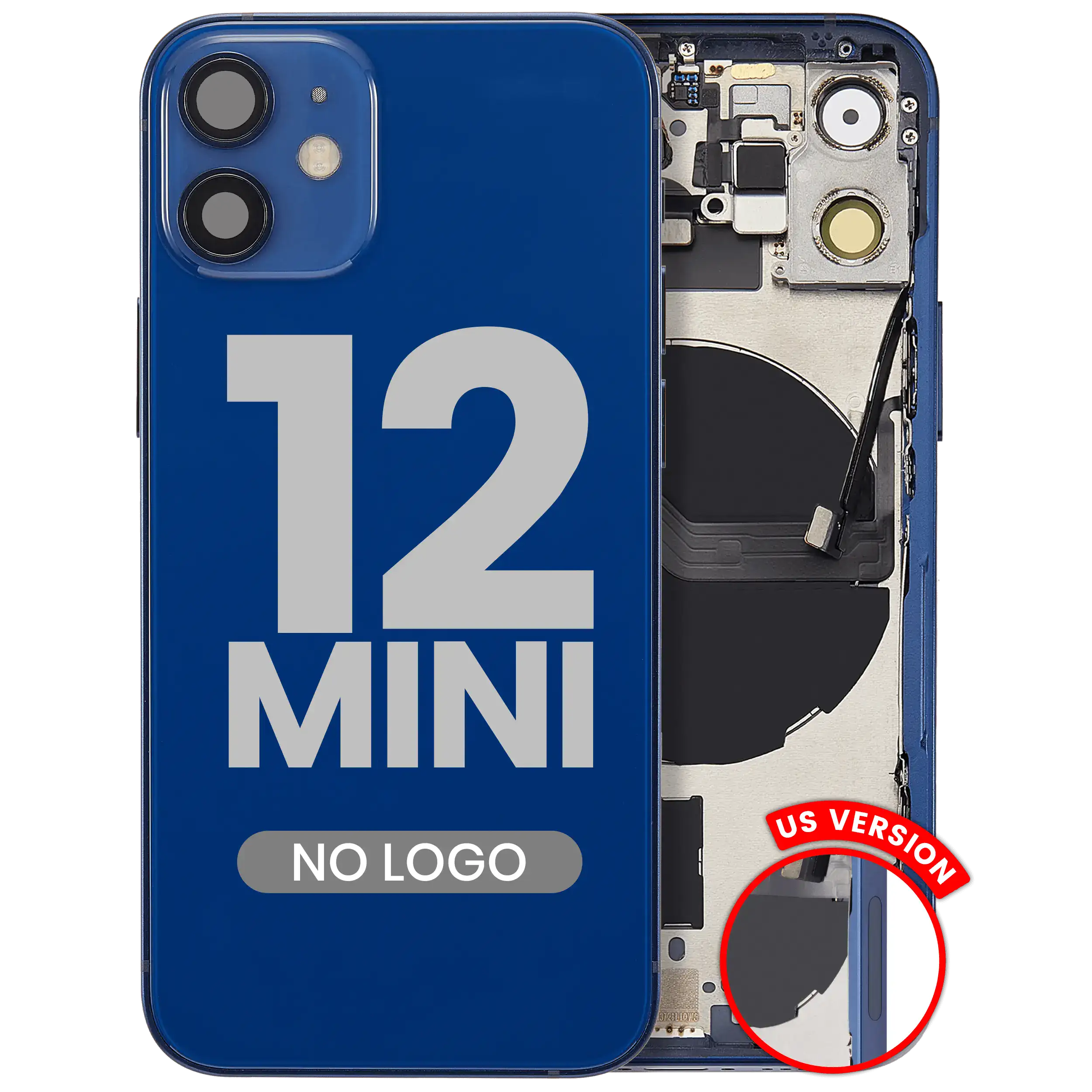 Back cover/frame with small parts for iPhone 12 Mini (US version) (Aftermarket Plus) (Blue)