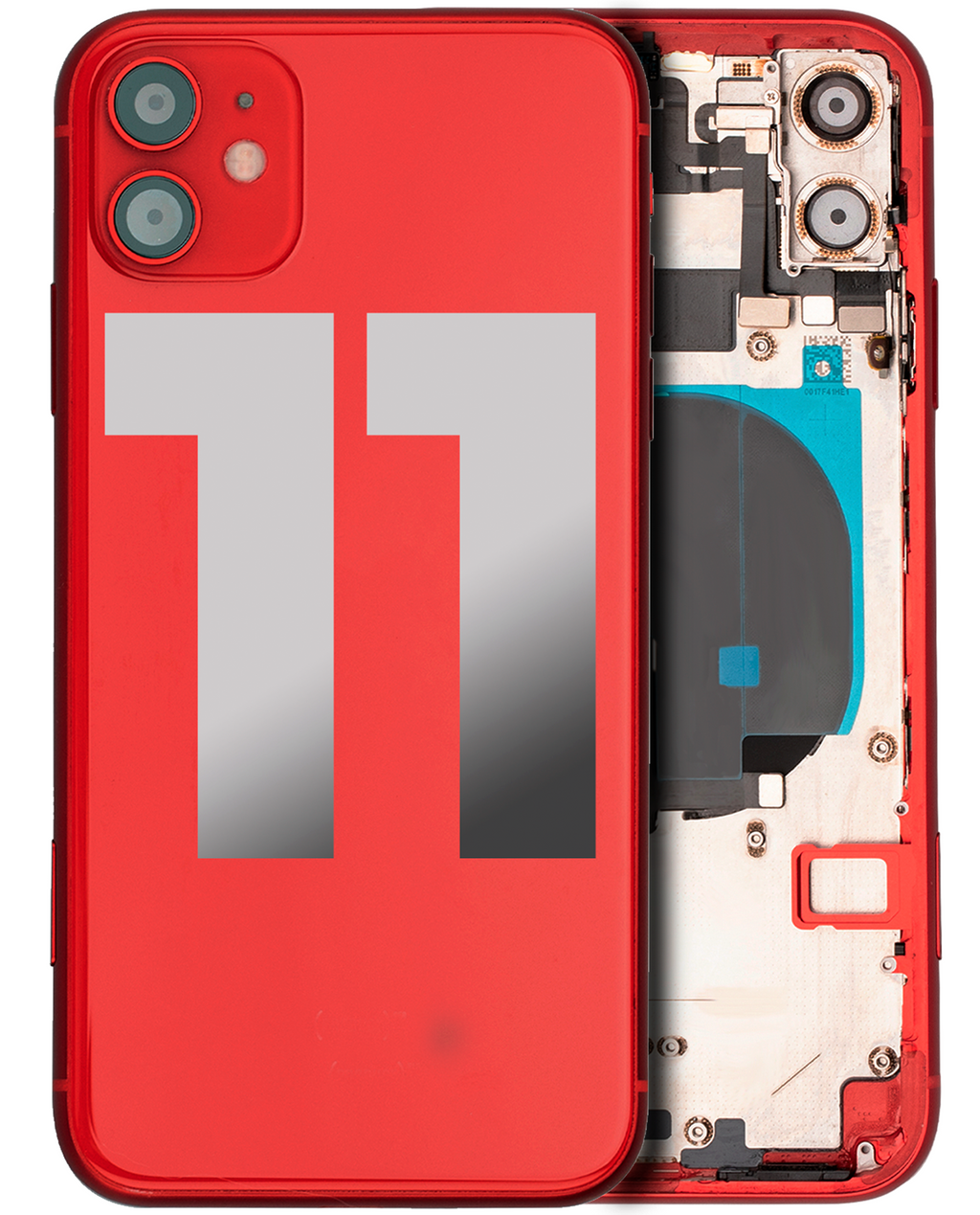Back Cover/Frame with pre-installed small parts for iPhone 11 (used OEM removal, C quality) (Red)