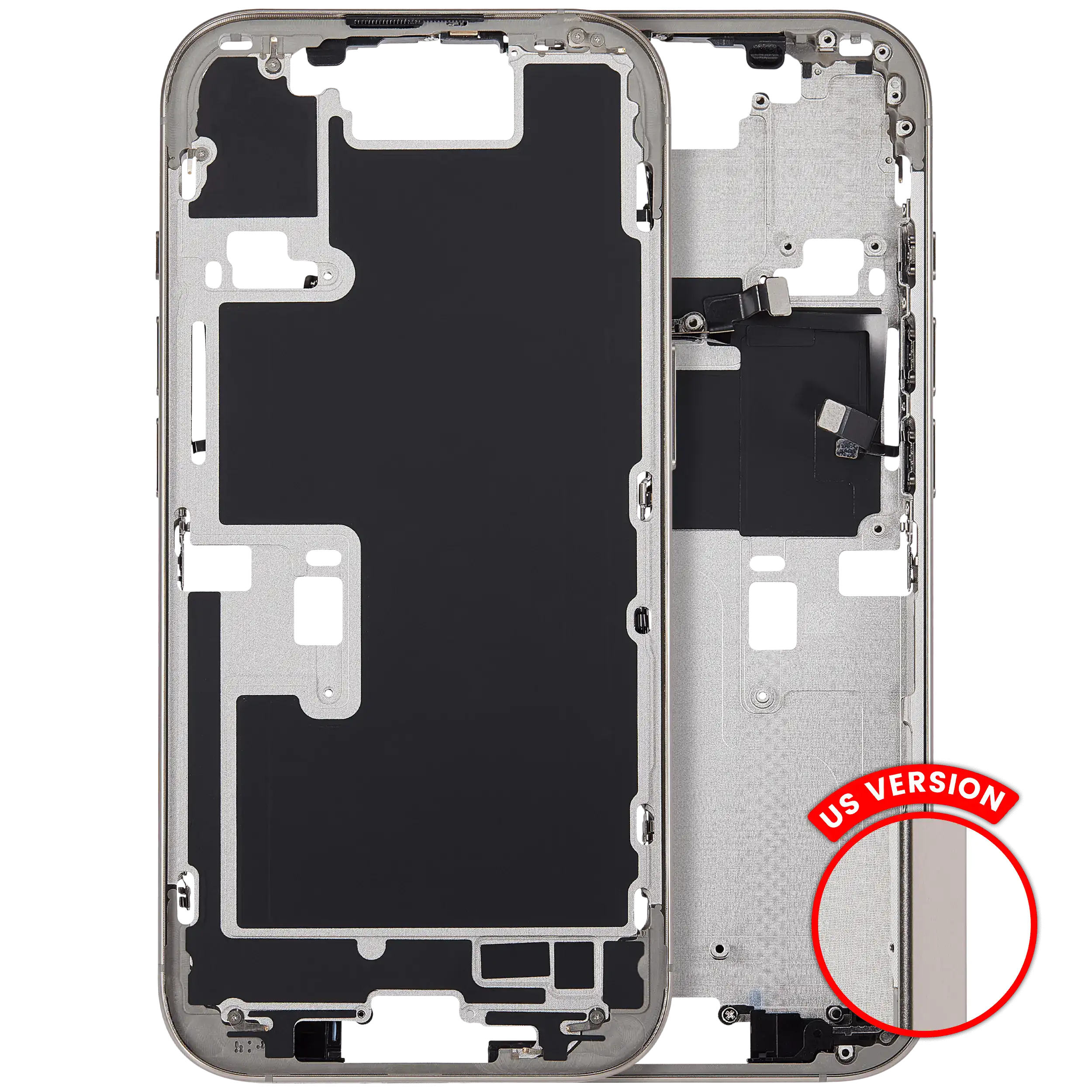 Midframe/Rahmen mit Power And Volume Button für iPhone 16 Pro (US-Version) (Aftermarket Plus) (Natural Titanium)