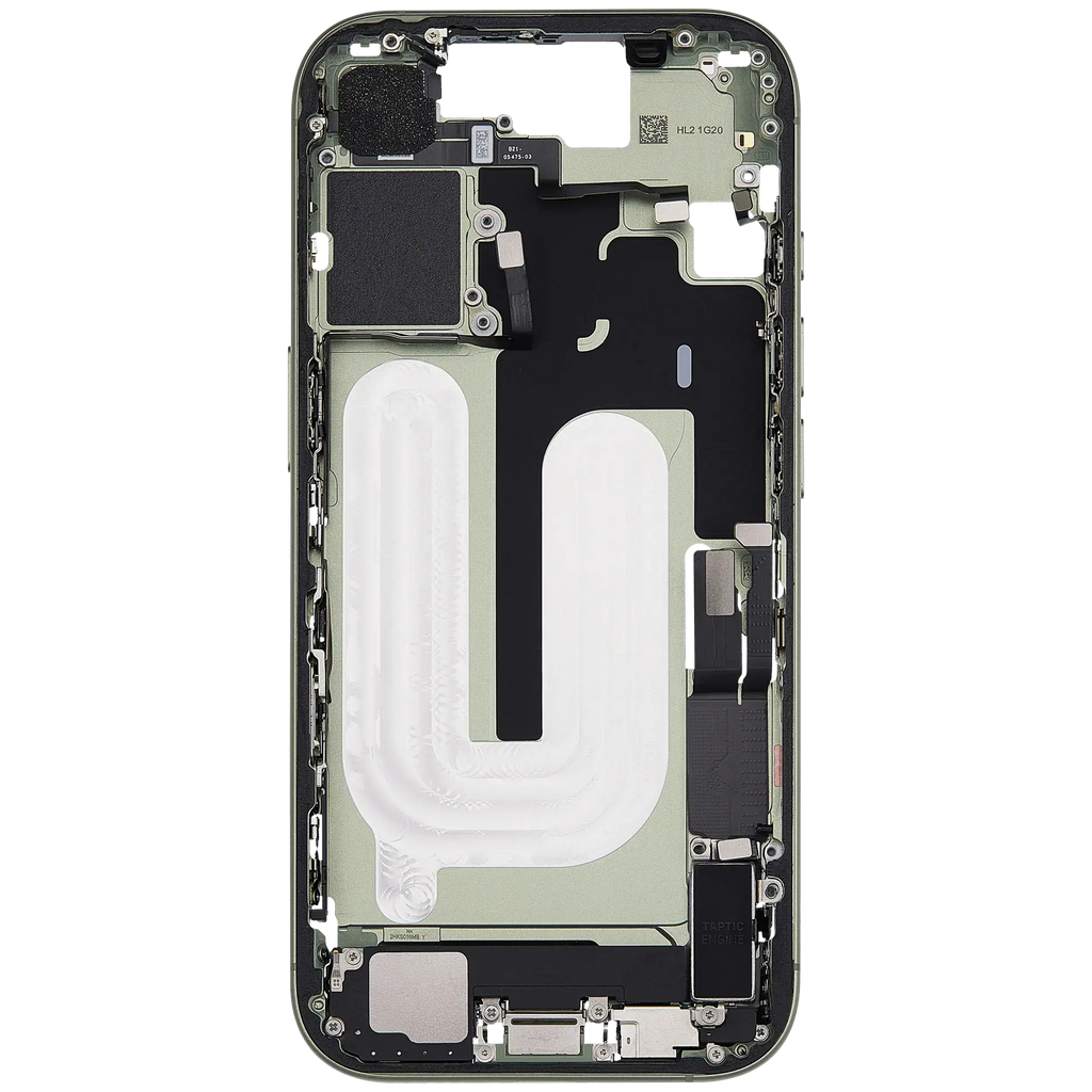 Midframe/Rahmen mit Ladebuchse Flex & Small Parts für iPhone 17 (EU / Global Version) (gebrauchter OEM-Ausbau, Qualität A) (Sage)