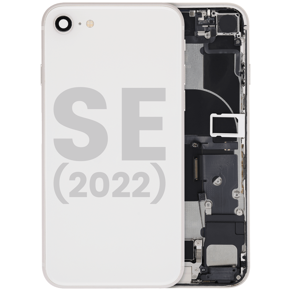 Backcover/Rahmen mit Ladebuchse Flex and Small Components Pre-Installed für iPhone SE (2022) (gebrauchter OEM-Ausbau, Qualität B) (Starlight)