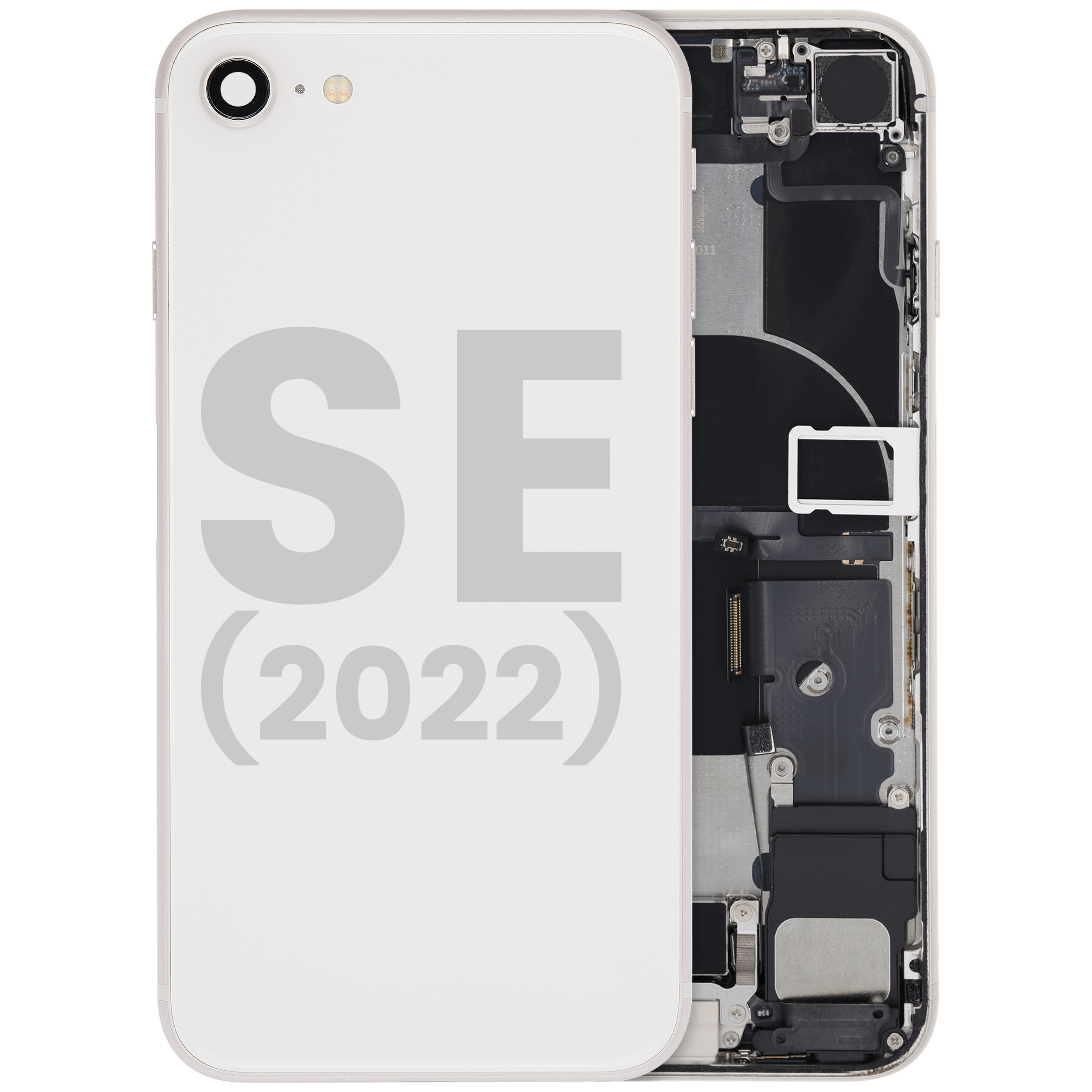 Backcover/Rahmen mit Ladebuchse Flex and Small Components Pre-Installed für iPhone SE (2022) (gebrauchter OEM-Ausbau, Qualität B) (Starlight)