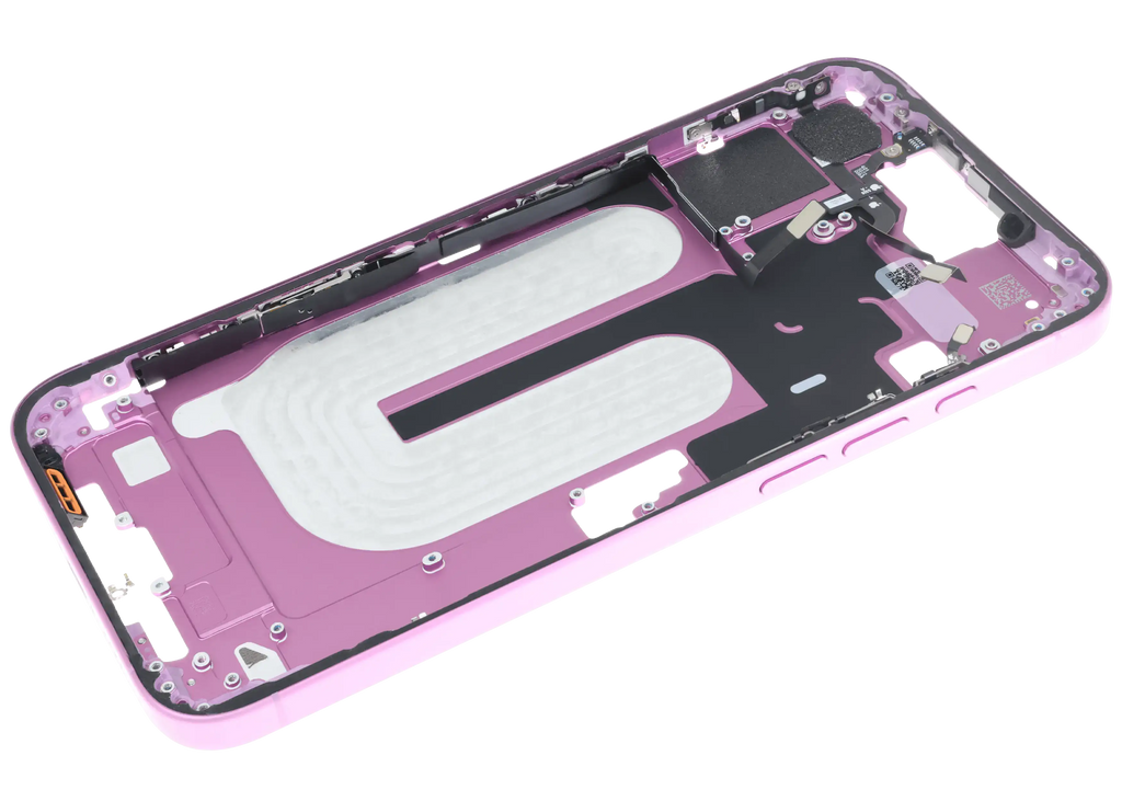 Midframe/Rahmen mit Small Parts für iPhone 16 Plus (US-Version) (gebrauchter OEM-Ausbau, Qualität C) (Pink)