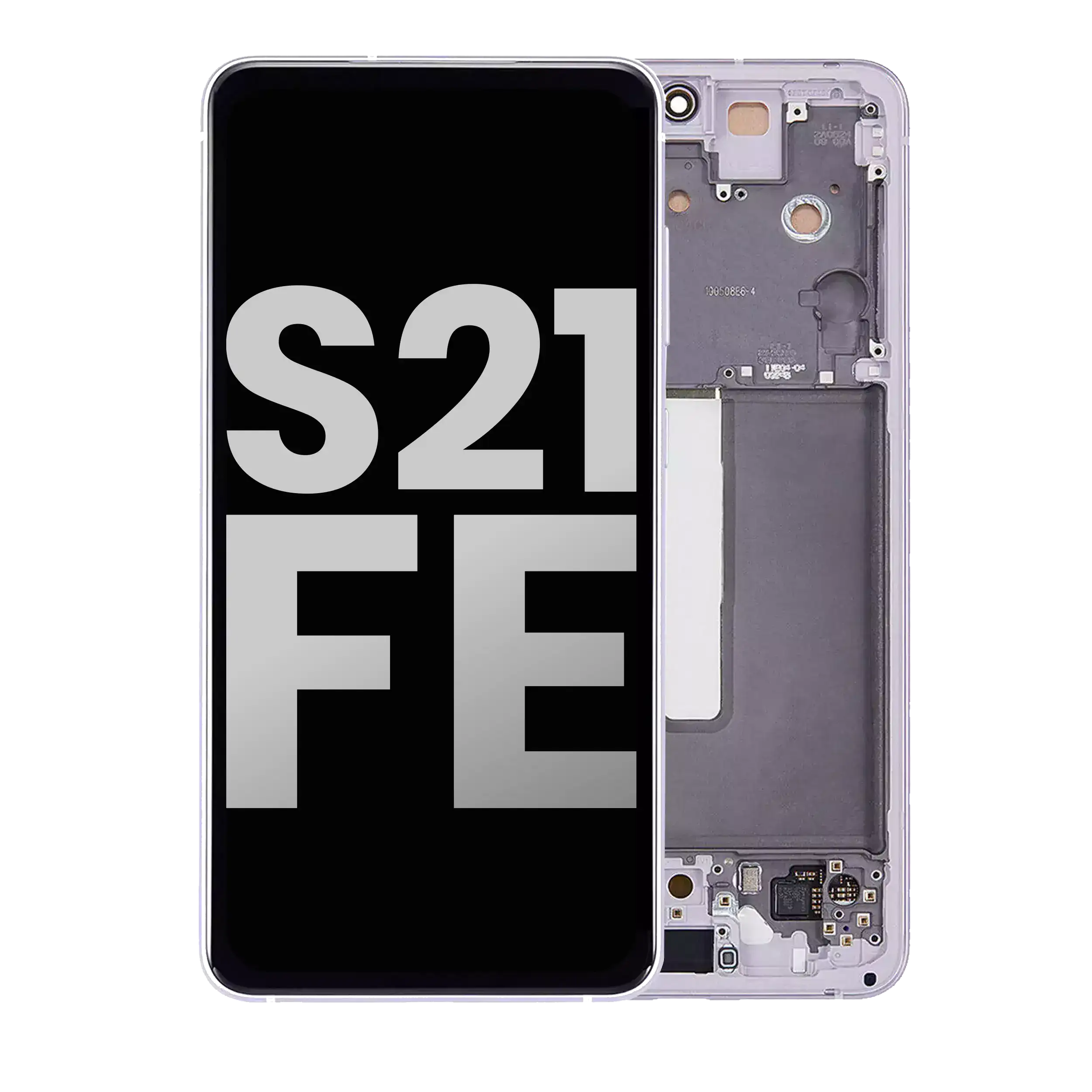 OLED-Display mit Rahmen für Samsung Galaxy S21 FE 5G (US & International) (gebrauchter OEM-Ausbau, Qualität B/C) (Lavender)