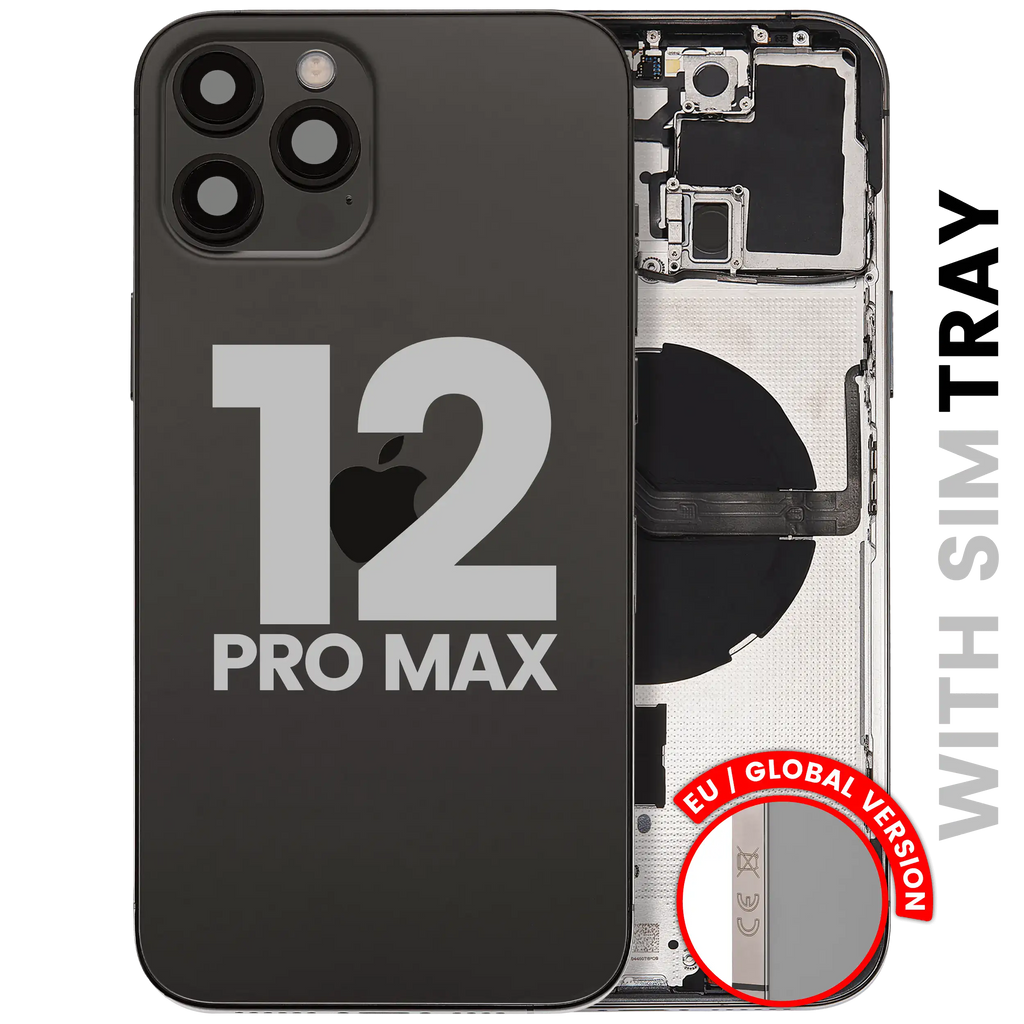 Backcover/Rahmen mit Small Parts für iPhone 12 Pro Max (EU / Global Version) (gebrauchter OEM-Ausbau, Qualität B) (Graphite)