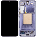 OLED-Display mit Rahmen für Samsung Galaxy S24 5G (US & Internationale Version) (gebrauchter OEM-Ausbau, Qualität A) (Cobalt Violet)