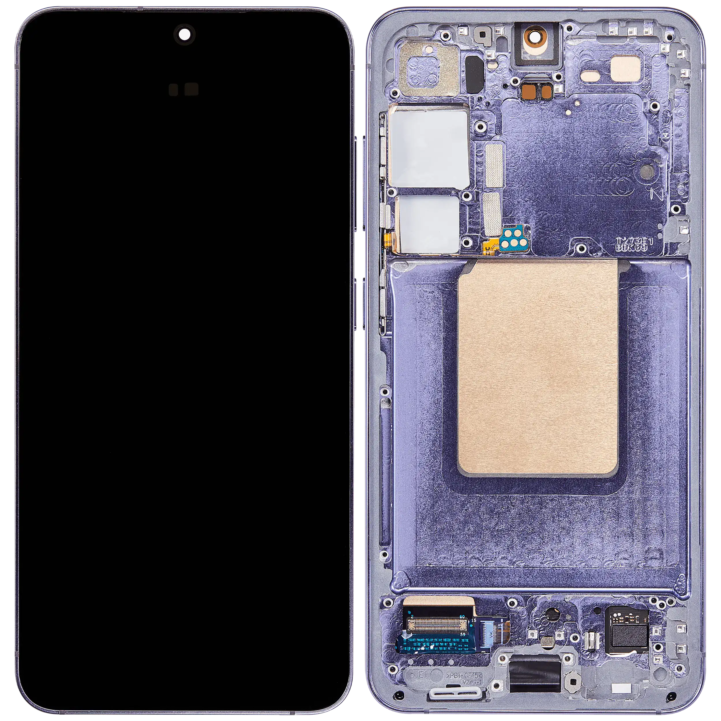 OLED-Display mit Rahmen für Samsung Galaxy S24 5G (US & Internationale Version) (gebrauchter OEM-Ausbau, Qualität A) (Cobalt Violet)