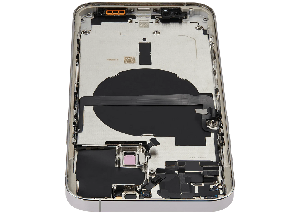 Backcover/Rahmen mit Small Parts für iPhone 13 Pro Max (EU / Global Version) (gebrauchter OEM-Ausbau, Qualität B) (Silber)