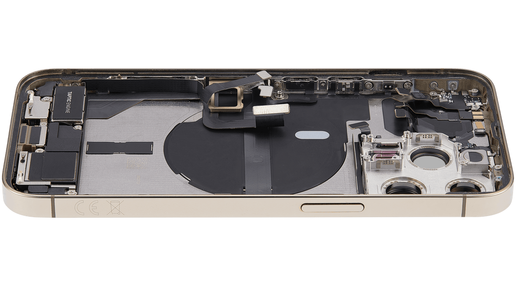 Backcover/Rahmen mit Ladebuchse Flex & Small Parts für iPhone 13 Pro (EU / Global Version) (gebrauchter OEM-Ausbau, Qualität A) (Gold)