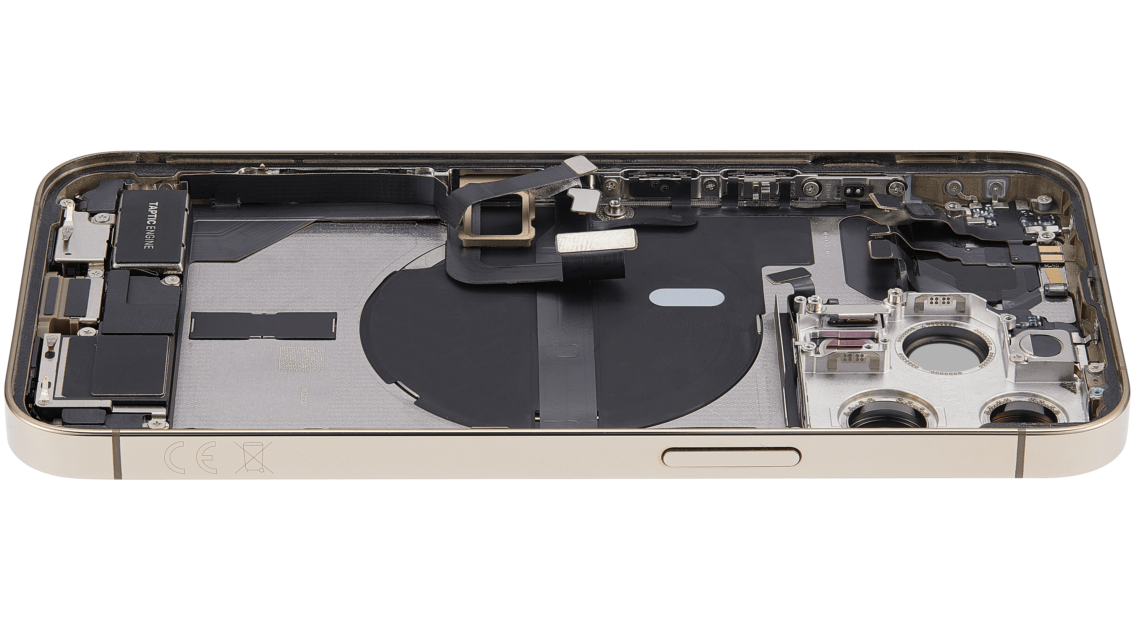 Backcover/Rahmen mit Ladebuchse Flex & Small Parts für iPhone 13 Pro (EU / Global Version) (gebrauchter OEM-Ausbau, Qualität A) (Gold)