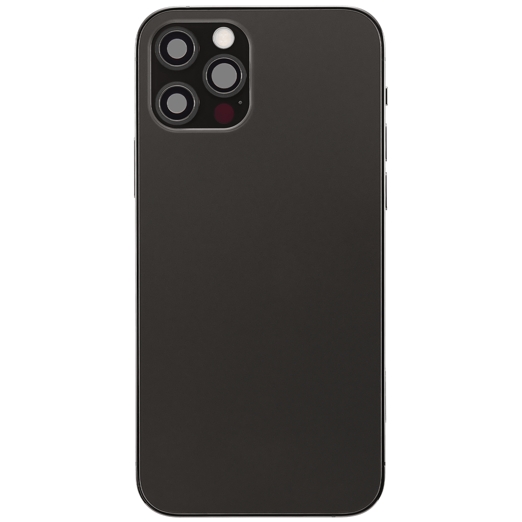 Backcover/Rahmen mit Ladebuchse Flex & Small Parts für iPhone 12 Pro (EU / Global Version) (gebrauchter OEM-Ausbau, Qualität A) (Graphite)
