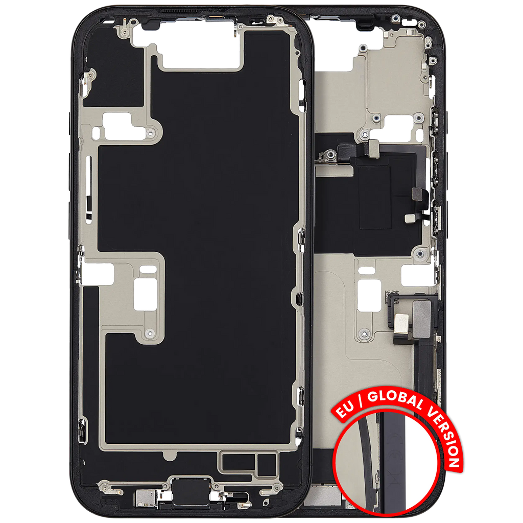 Midframe/Rahmen mit Ladebuchse Flex & Small Parts für iPhone 16 Pro (EU / Global Version) (gebrauchter OEM-Ausbau, Qualität A) (Schwarz Titanium)