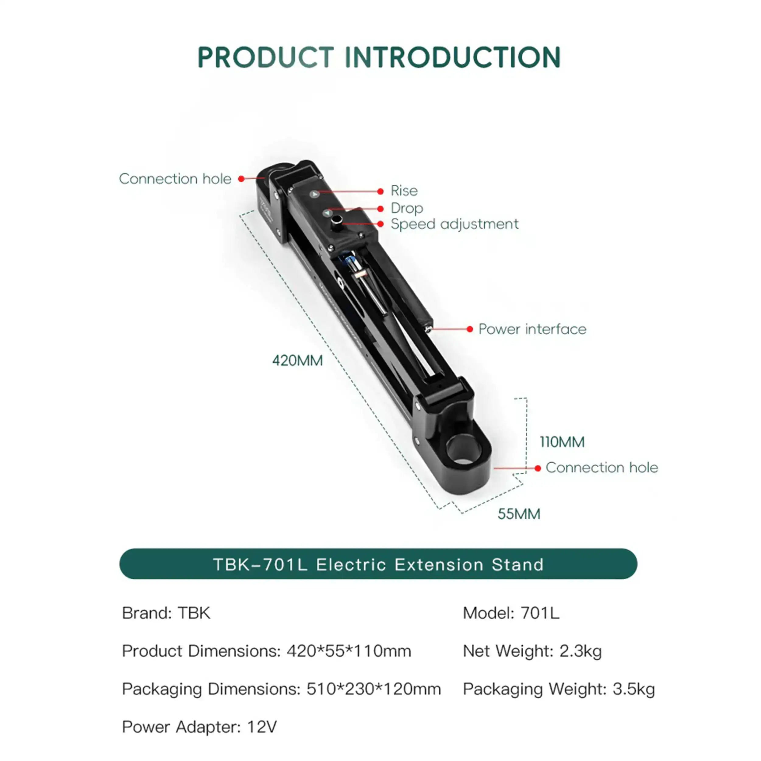 Electric Lifting Extension Bracket (TBK 701L)