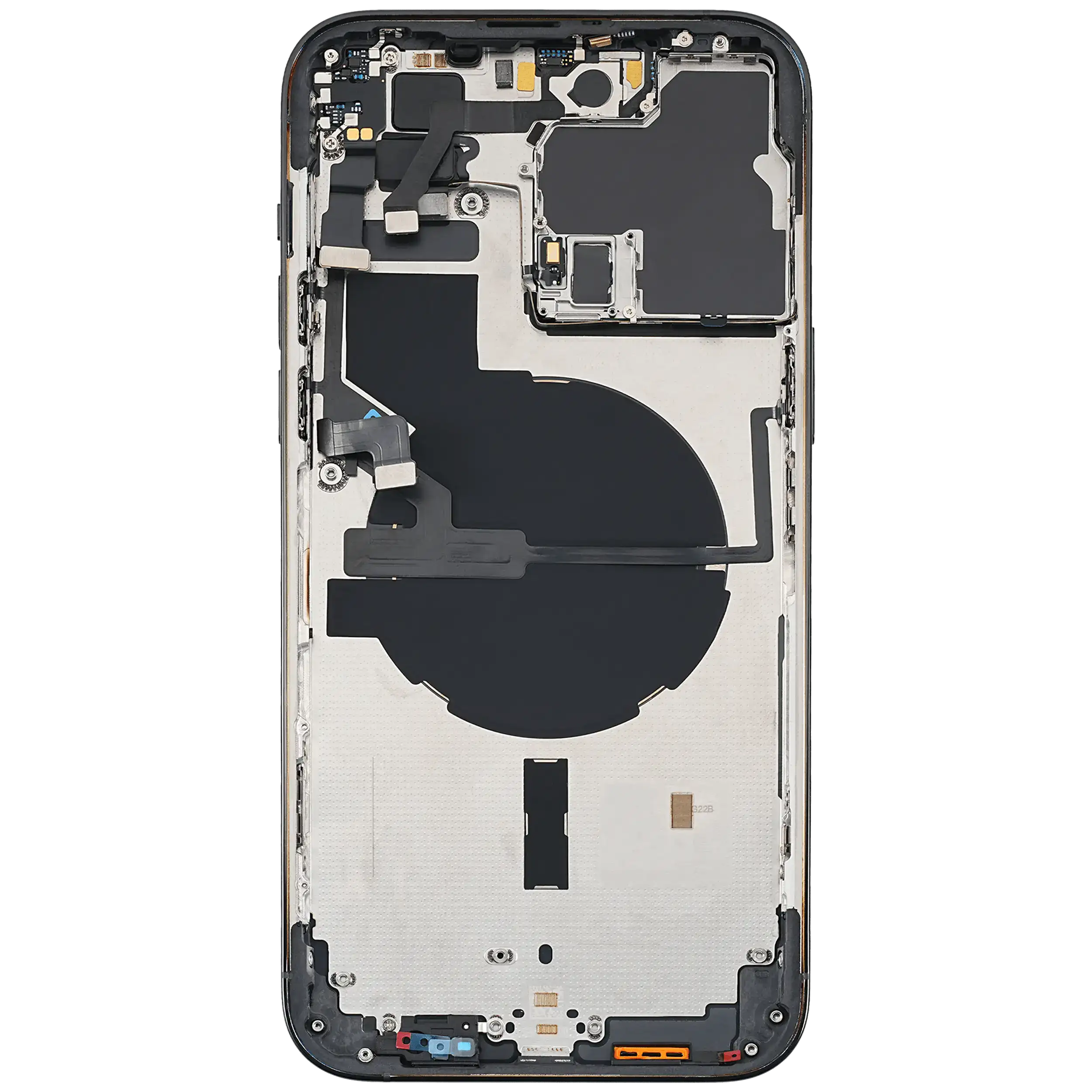 Backcover/Rahmen mit Small Parts für iPhone 14 Pro Max (EU / Global Version) (gebrauchter OEM-Ausbau, Qualität C) (Space Schwarz)