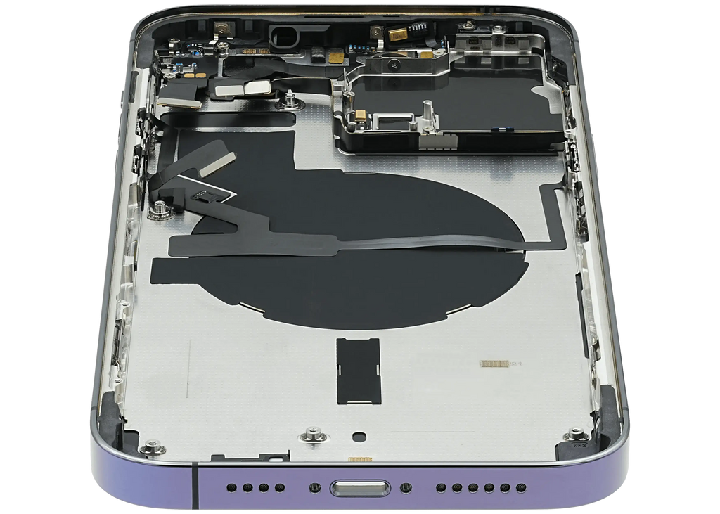 Backcover/Rahmen mit Small Parts für iPhone 14 Pro Max (EU / Global Version) (gebrauchter OEM-Ausbau, Qualität B) (Deep Purple)