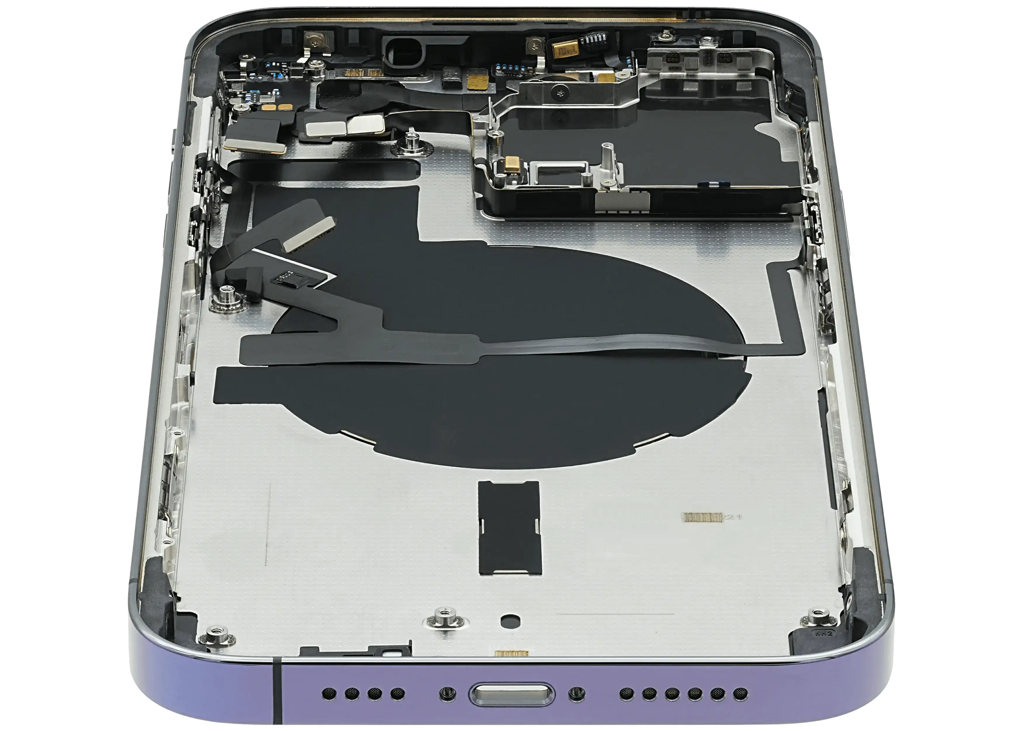 Backcover/Rahmen mit Small Parts für iPhone 14 Pro Max (EU / Global Version) (gebrauchter OEM-Ausbau, Qualität B) (Deep Purple)