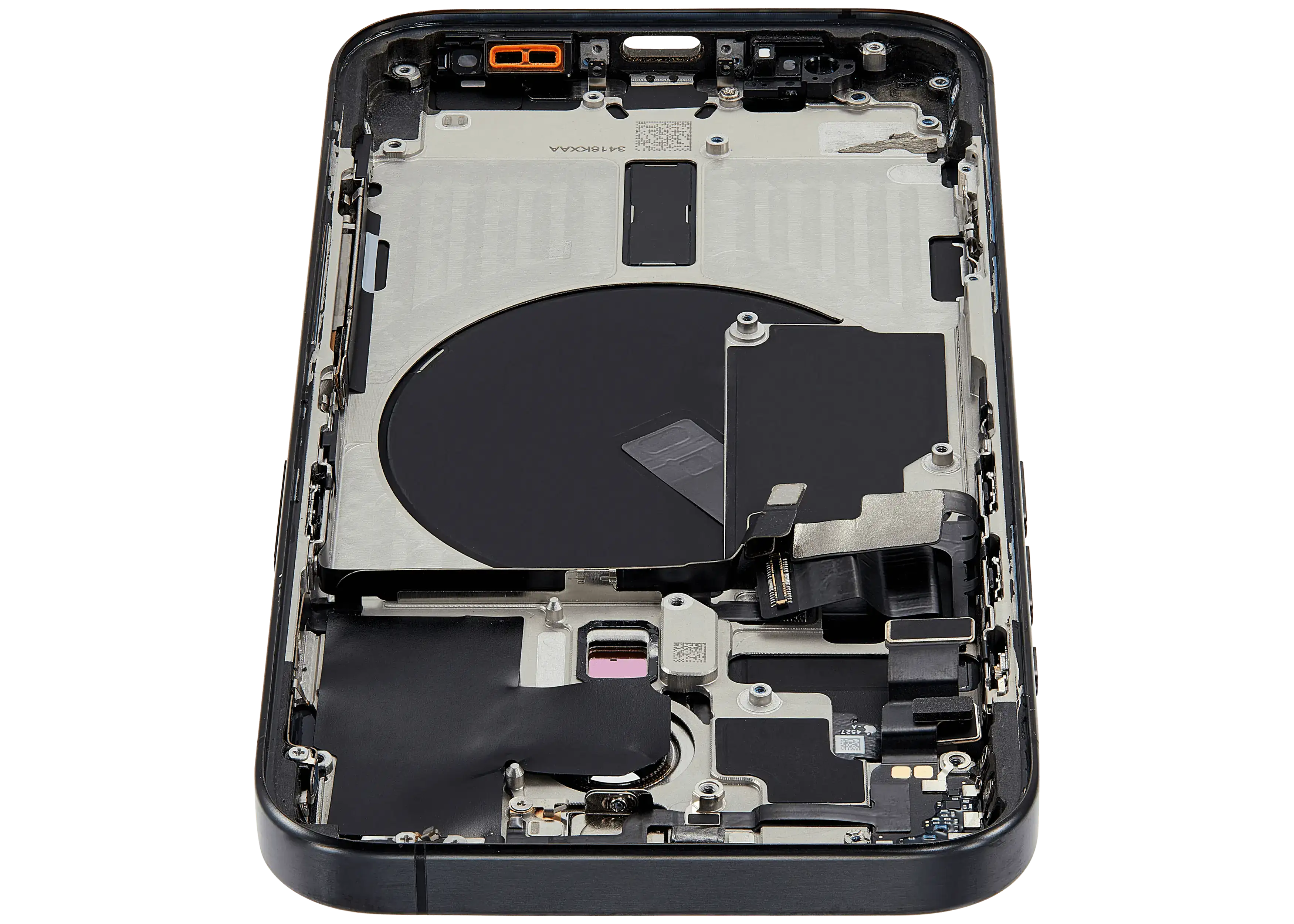 Backcover/Rahmen mit Small Parts für iPhone 15 Pro (US-Version) (gebrauchter OEM-Ausbau, Qualität B) (Schwarz Titanium)