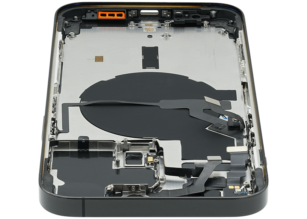 Backcover/Rahmen mit Small Parts für iPhone 14 Pro Max (EU / Global Version) (gebrauchter OEM-Ausbau, Qualität A) (Space Schwarz)