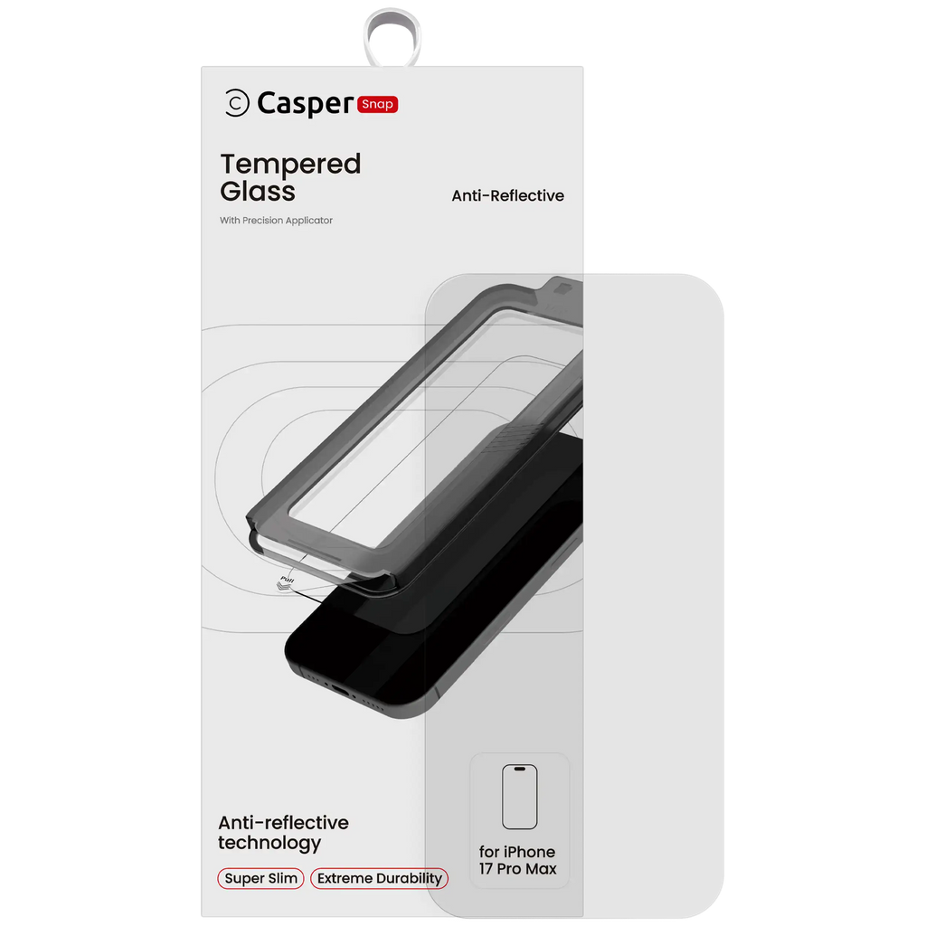 Casper Snap Tempered Glass for iPhone 17 Pro Max (Retail Pack) (AR Clear)