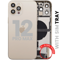 Rear Housing with Charging Port Flex Cable & Small Parts for iPhone 12 Pro Max (EU / Global Version) (Used OEM Disassembly, C Quality) (Gold)