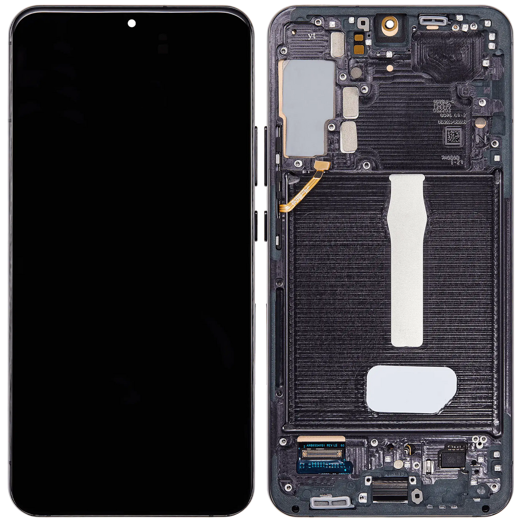 OLED-Display mit Rahmen für Samsung Galaxy S22 Plus 5G (gebrauchter OEM-Ausbau, Qualität A) (Phantom Black)