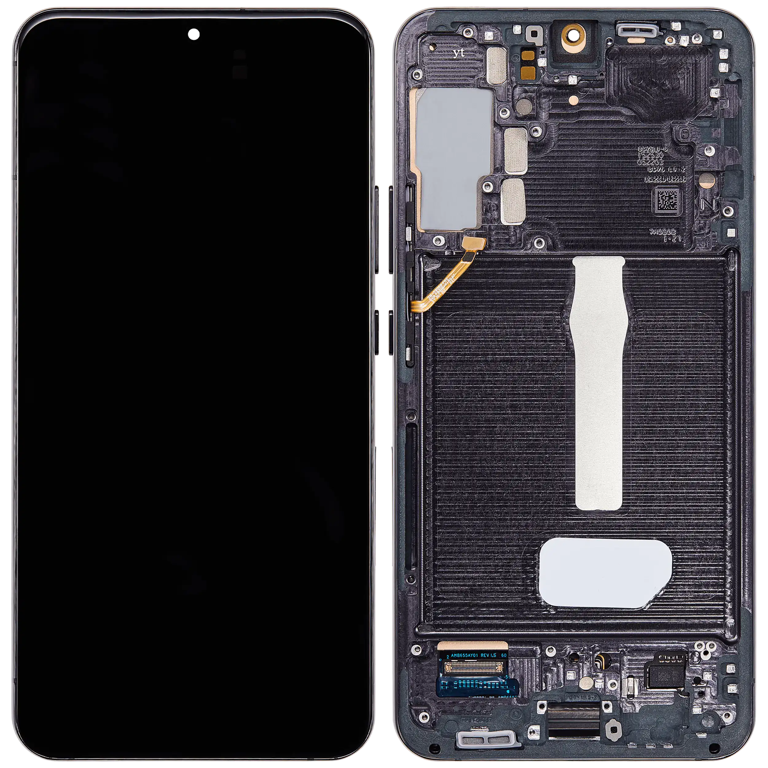 OLED-Display mit Rahmen für Samsung Galaxy S22 Plus 5G (gebrauchter OEM-Ausbau, Qualität A) (Phantom Black)
