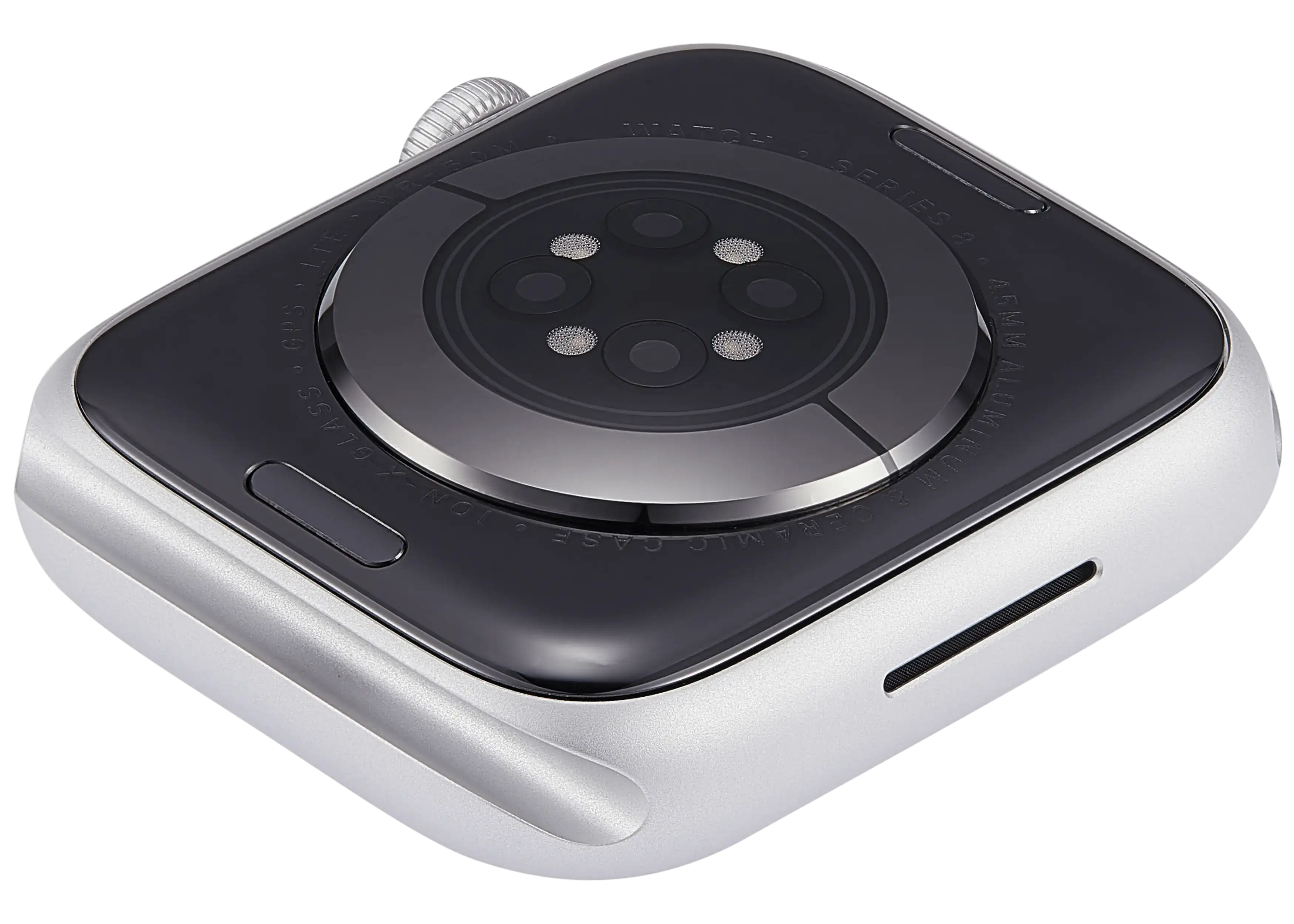 Backcover/Rahmen Compatible für Watch Series 8 (45MM) (gebrauchter OEM-Ausbau, Qualität A) (Cellular Version) (Aluminum / Silver)