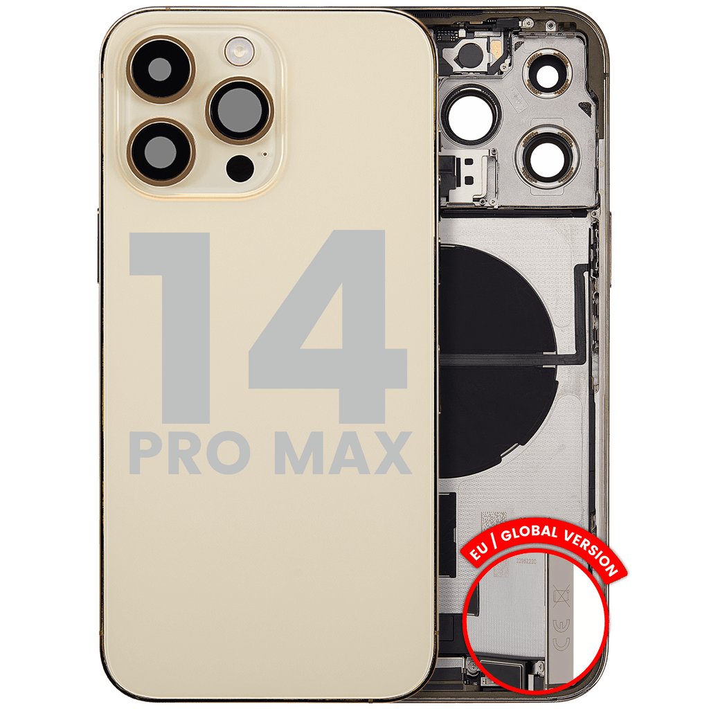 Backcover/Rahmen mit Ladebuchse Flex & Small Parts für iPhone 14 Pro Max (EU / Global Version) (gebrauchter OEM-Ausbau, Qualität C) (Gold)