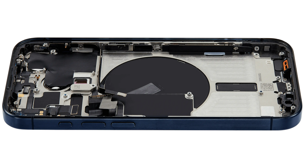 Backcover/Rahmen mit Small Parts für iPhone 15 Pro (US-Version) (gebrauchter OEM-Ausbau, Qualität B) (Blau Titanium)