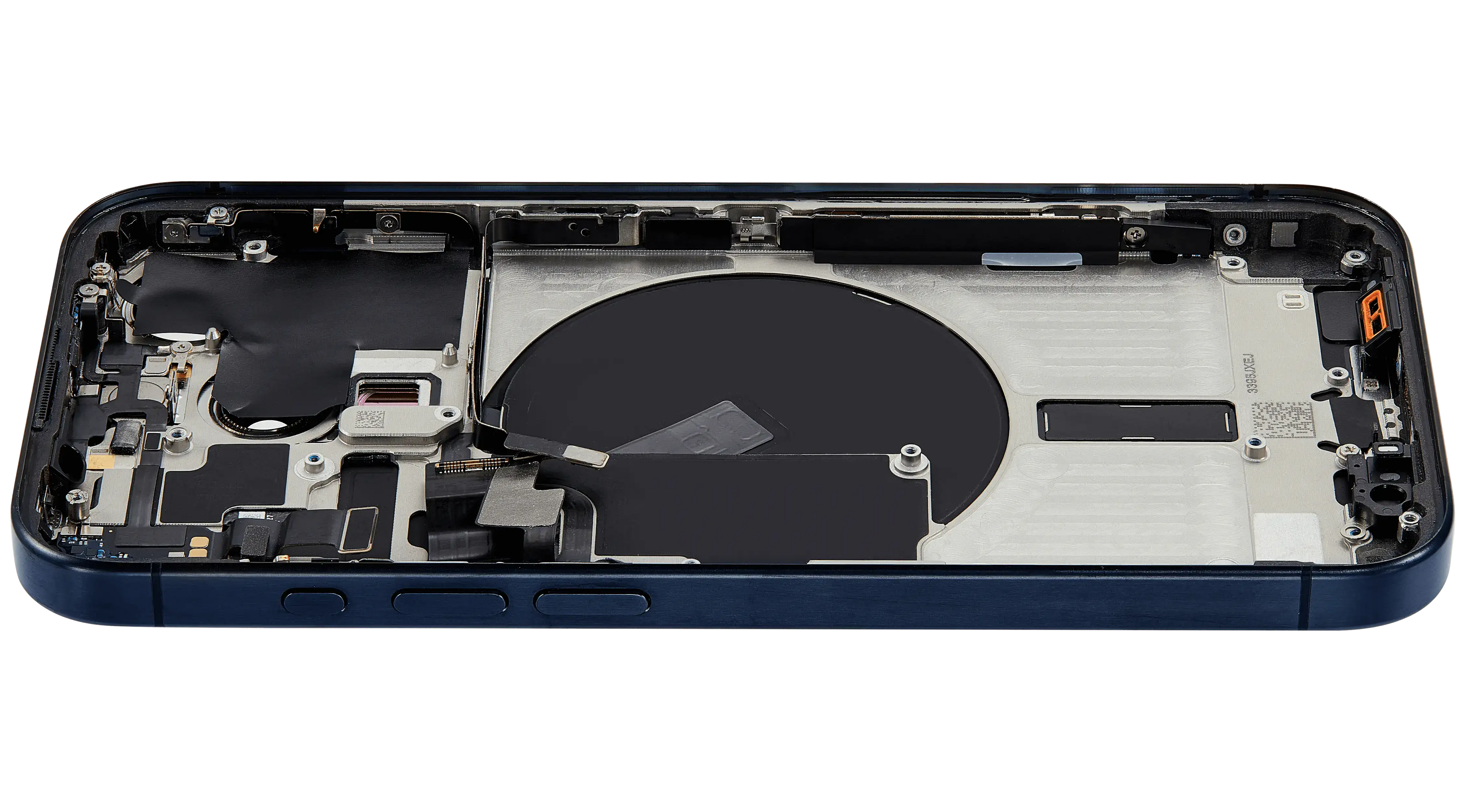 Backcover/Rahmen mit Small Parts für iPhone 15 Pro (US-Version) (gebrauchter OEM-Ausbau, Qualität B) (Blau Titanium)