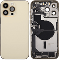 Backcover/Rahmen mit Ladebuchse Flex & Small Parts für iPhone 14 Pro Max (EU / Global Version) (gebrauchter OEM-Ausbau, Qualität C) (Gold)