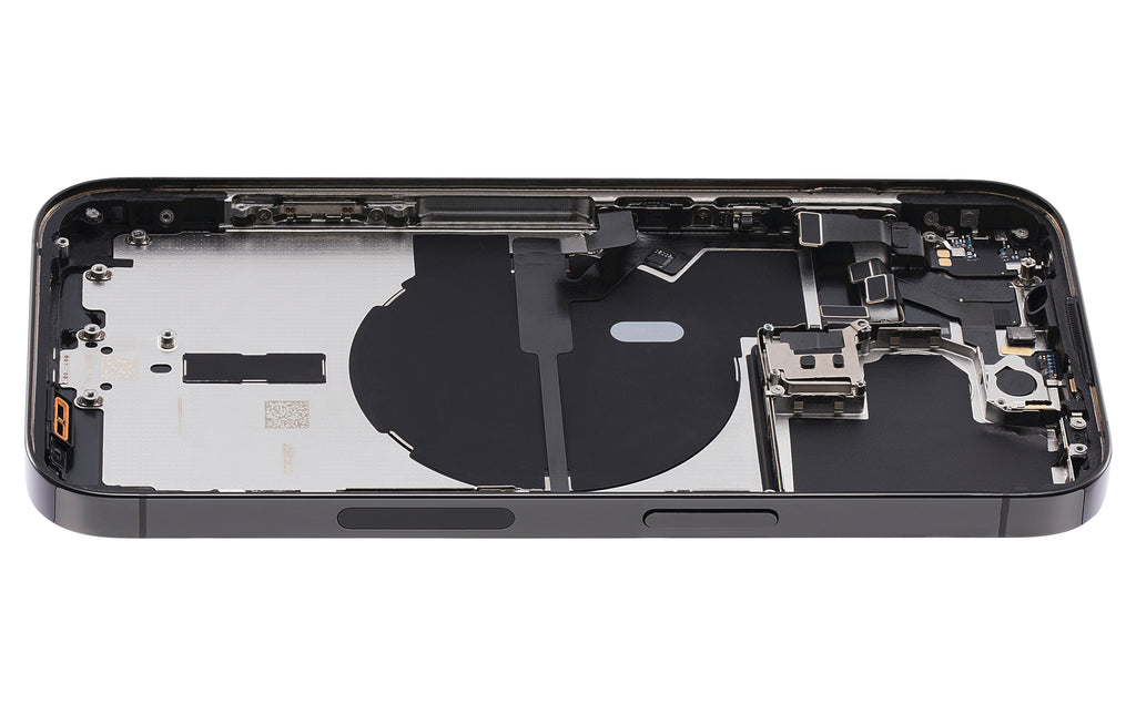 Backcover/Rahmen mit Small Parts für iPhone 14 Pro (US-Version) (gebrauchter OEM-Ausbau, Qualität A) (Space Schwarz)