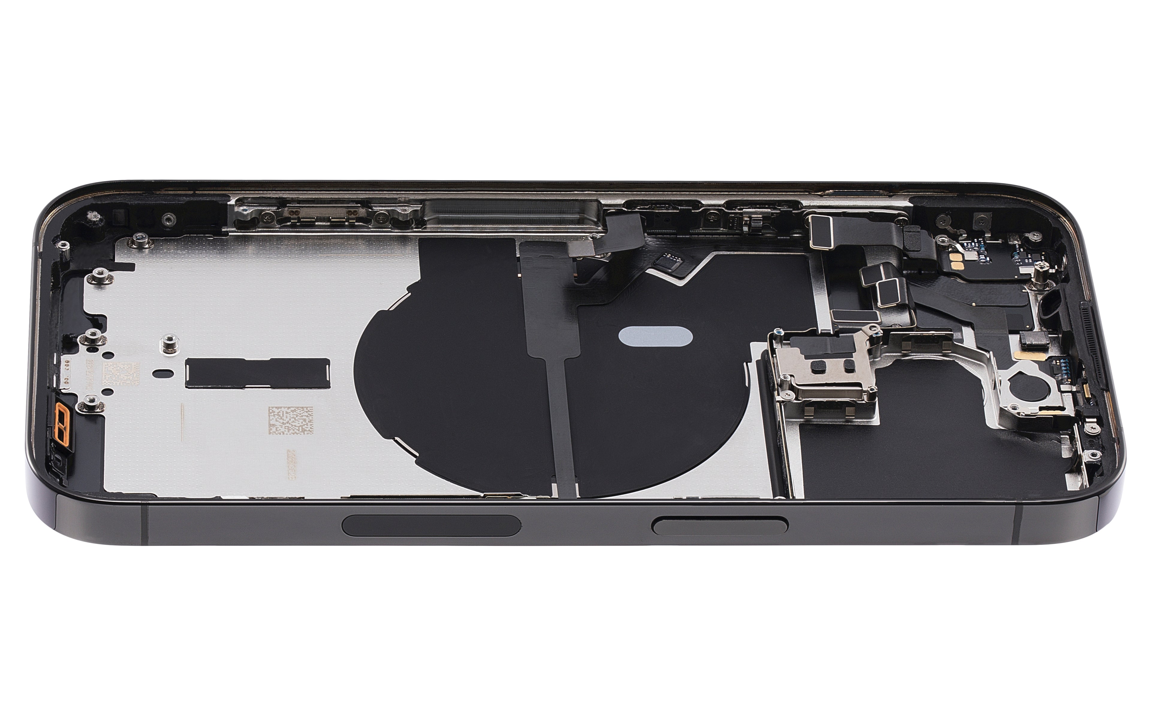 Backcover/Rahmen mit Small Parts für iPhone 14 Pro (US-Version) (gebrauchter OEM-Ausbau, Qualität A) (Space Schwarz)