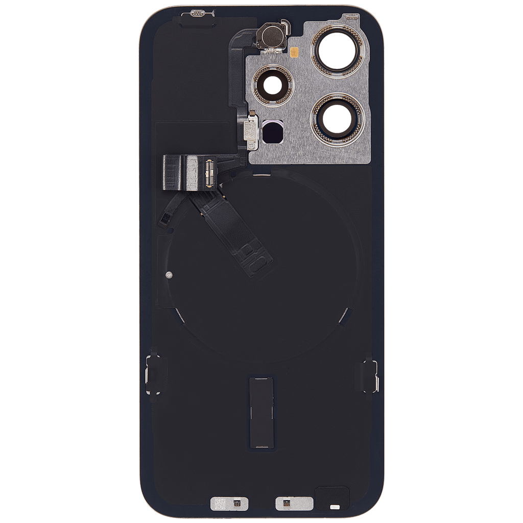 Backcover mit MagSafe Magnet & NFC & Blitz-Flexkabel für iPhone 15 Pro (gebrauchter OEM-Ausbau, Qualität C) (Natural Titanium)