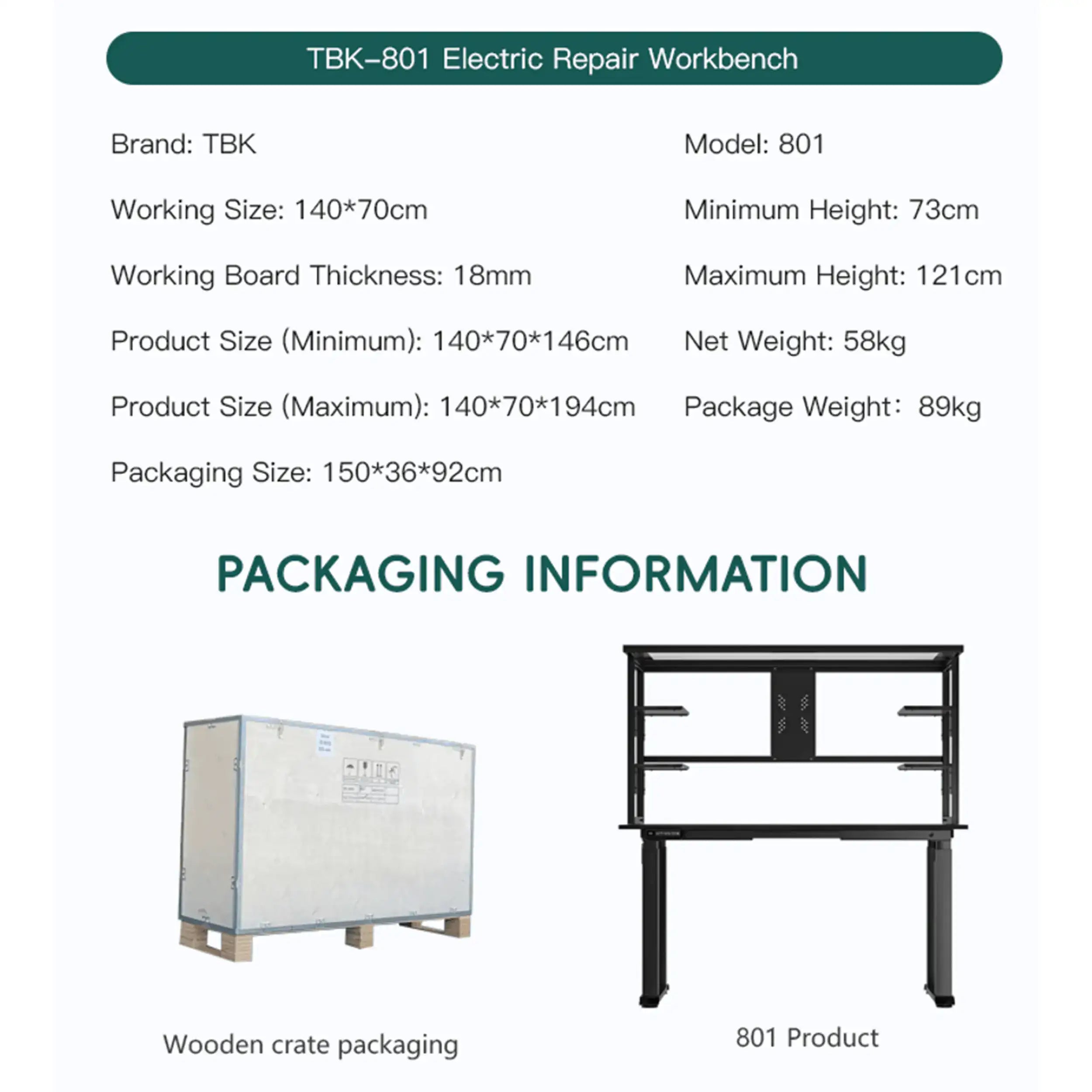 801 Electric Workbench (110V - 220V US Plug) (TBK)