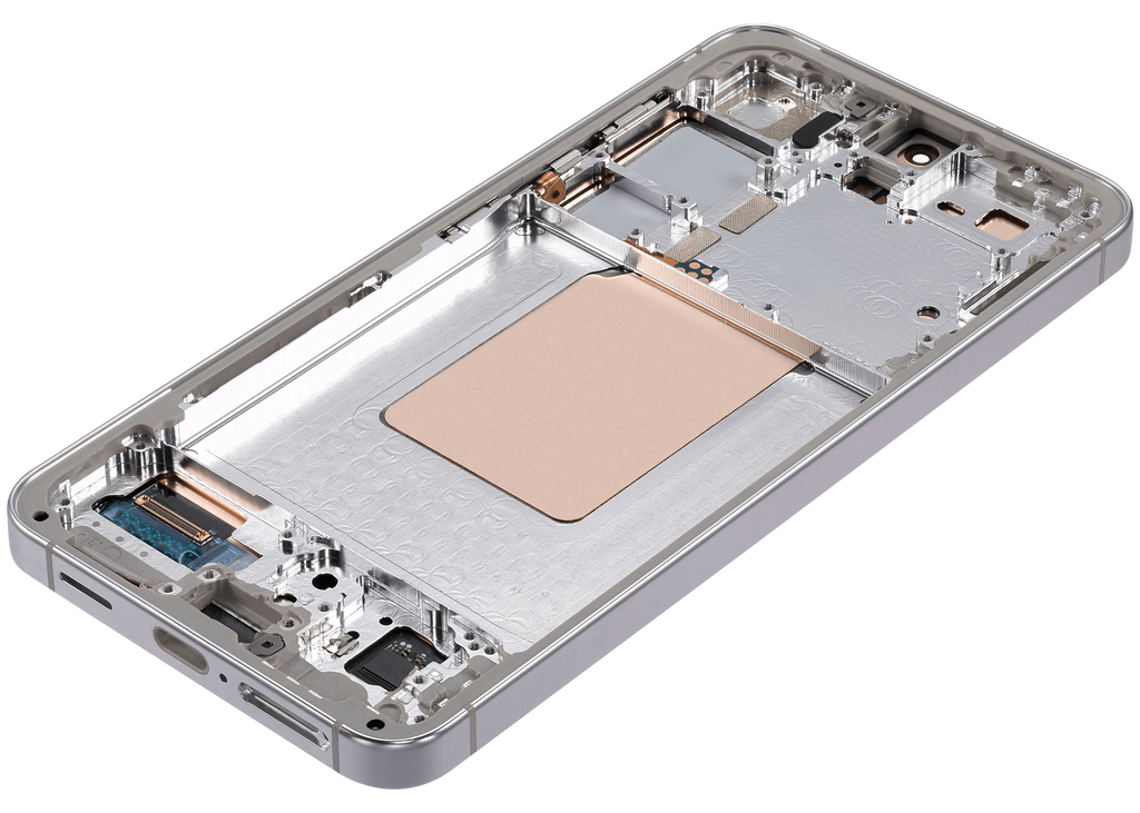 OLED-Display mit Rahmen für Samsung Galaxy S24 5G (US & Internationale Version) (Aftermarket Plus) (Marble Grey)