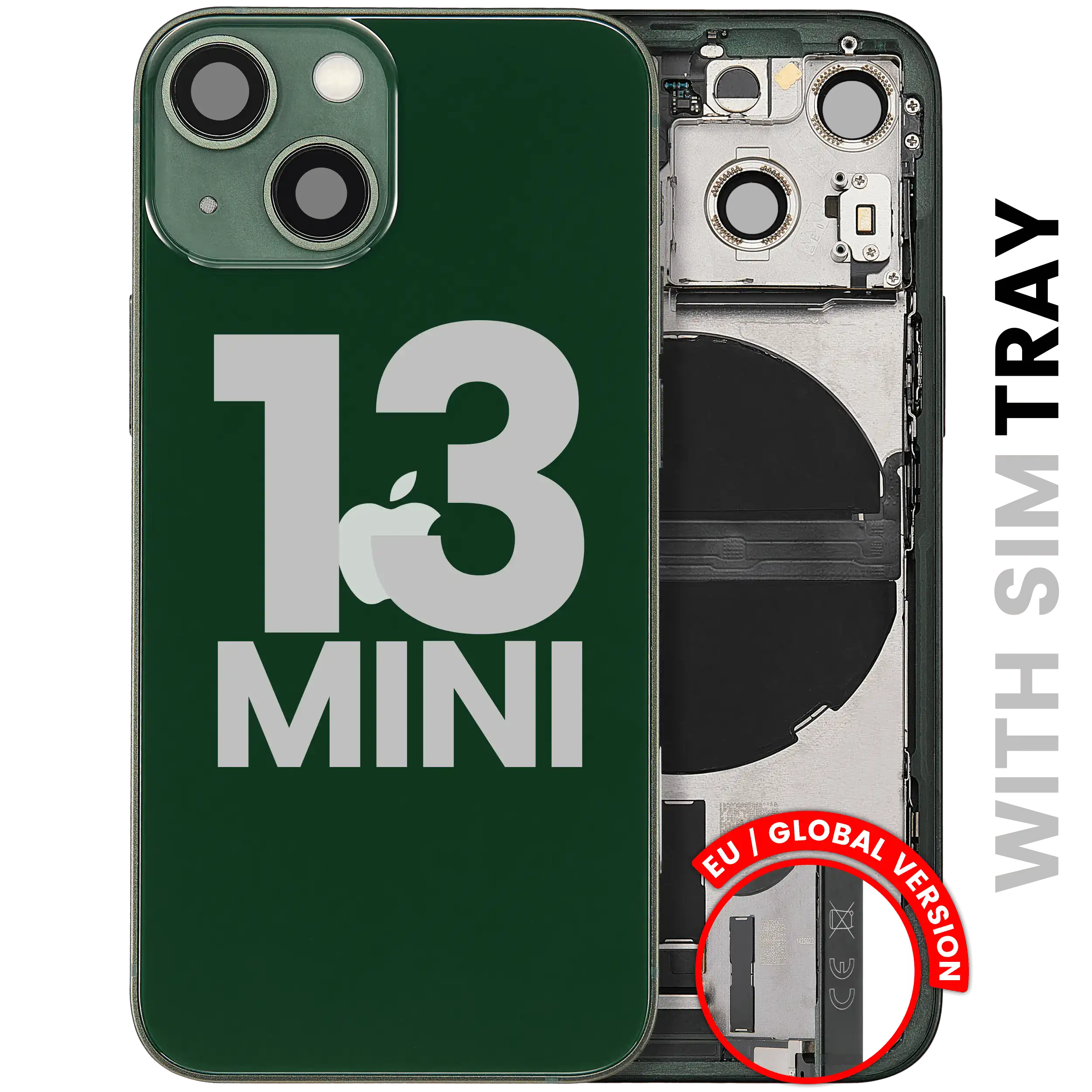 Backcover/Rahmen mit Ladebuchse Flex & Small Parts für iPhone 13 Mini (EU / Global Version) (gebrauchter OEM-Ausbau, Qualität B) (Grün)