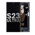 OLED-Display mit Rahmen für Samsung Galaxy S23 Ultra 5G (US & International) (gebrauchter OEM-Ausbau, Qualität A) (Phantom Black)
