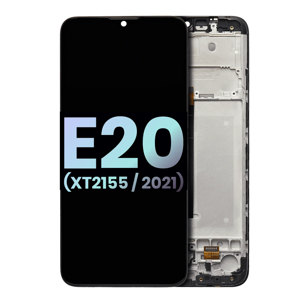 LCD-Komplettset mit Rahmen für Motorola Moto E20 (OEM, Schwarz)
