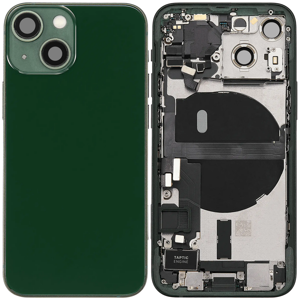 Backcover/Rahmen mit Ladebuchse Flex & Small Parts für iPhone 13 Mini (EU / Global Version) (gebrauchter OEM-Ausbau, Qualität B) (Grün)