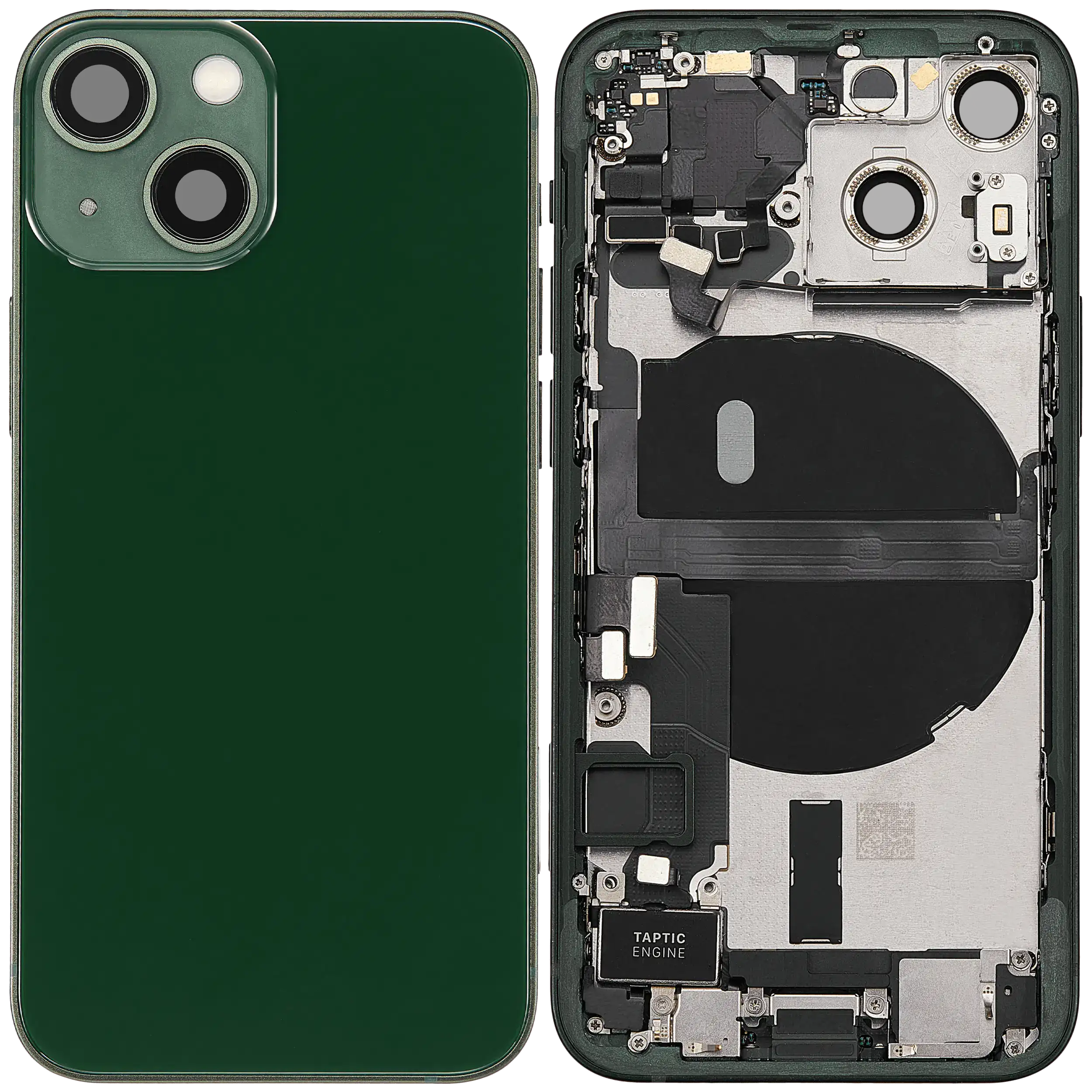 Backcover/Rahmen mit Ladebuchse Flex & Small Parts für iPhone 13 Mini (EU / Global Version) (gebrauchter OEM-Ausbau, Qualität B) (Grün)